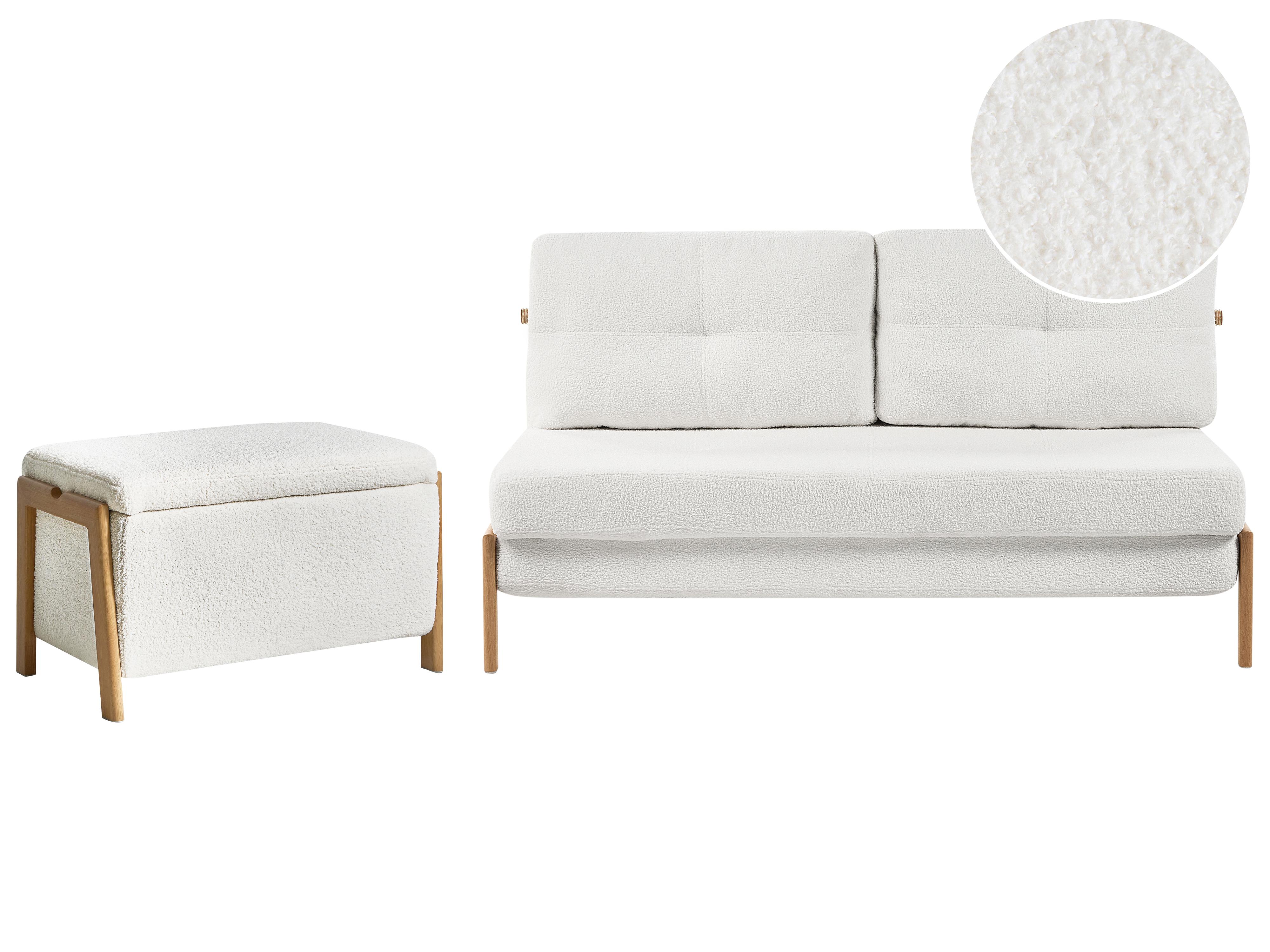 Upholstered Storage Bench EDLAND Boucle White