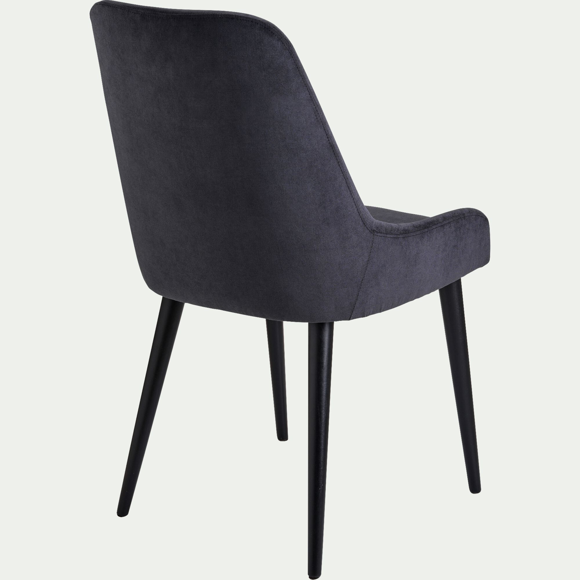 LIVNO - Chaise en tissu effet velours - noir