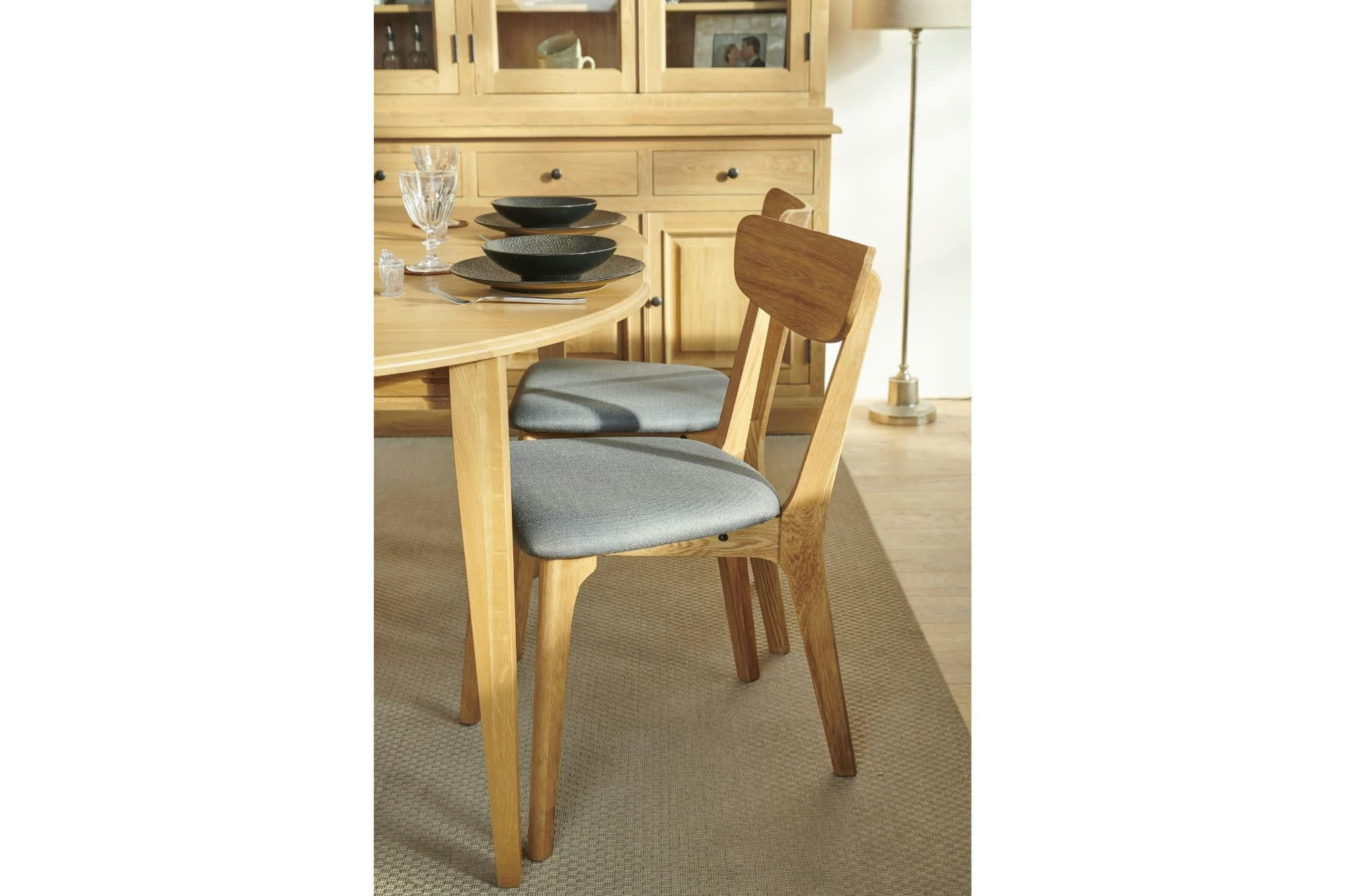 PAIXA - Lot de 2 chaises moderne en bois et tissus