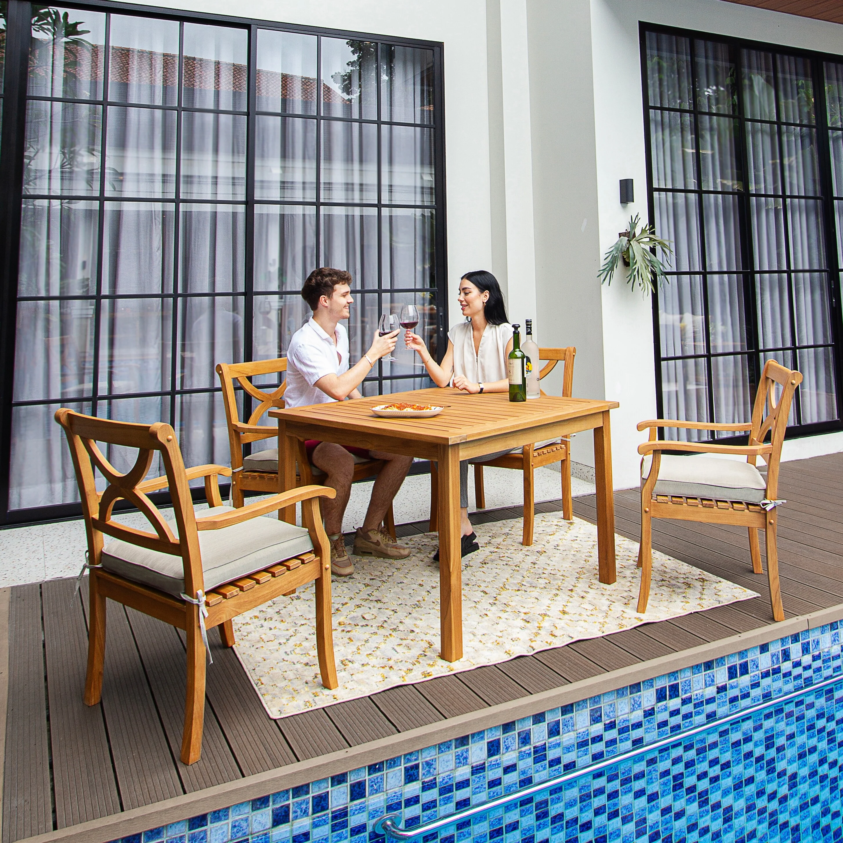 Cambridge Casual Lowell 5-piece Teak Patio Dining Sets