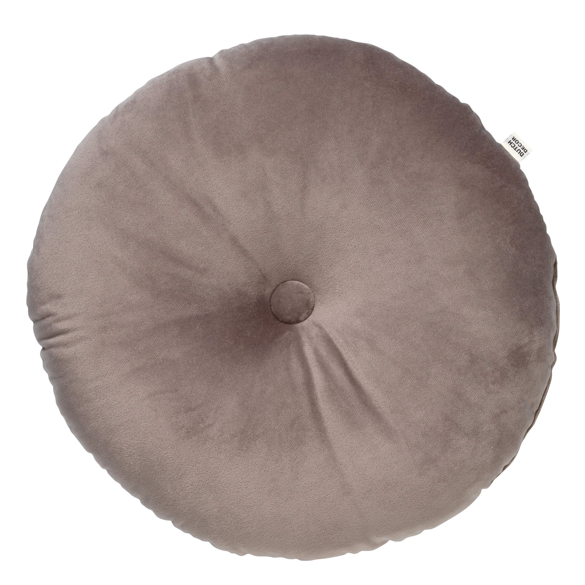 OLLY - sierkussen Ø38 cm - rond velvet - Driftwood - taupe