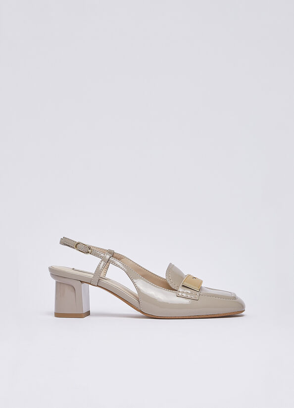 Mocassini slingback in vernice
