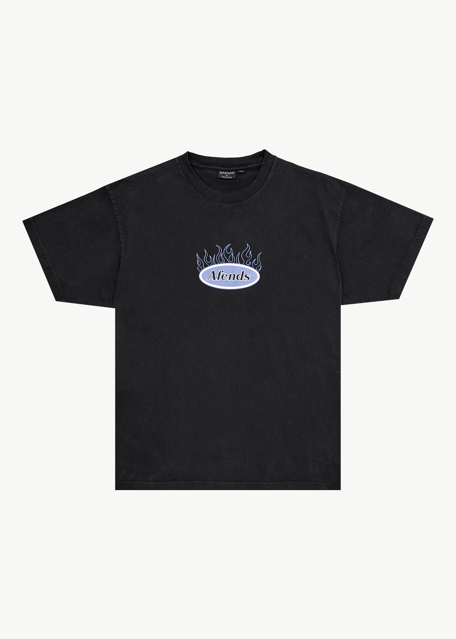 AFENDS Mens Fast Forward - Heavyweight Boxy Tee - Stone Black