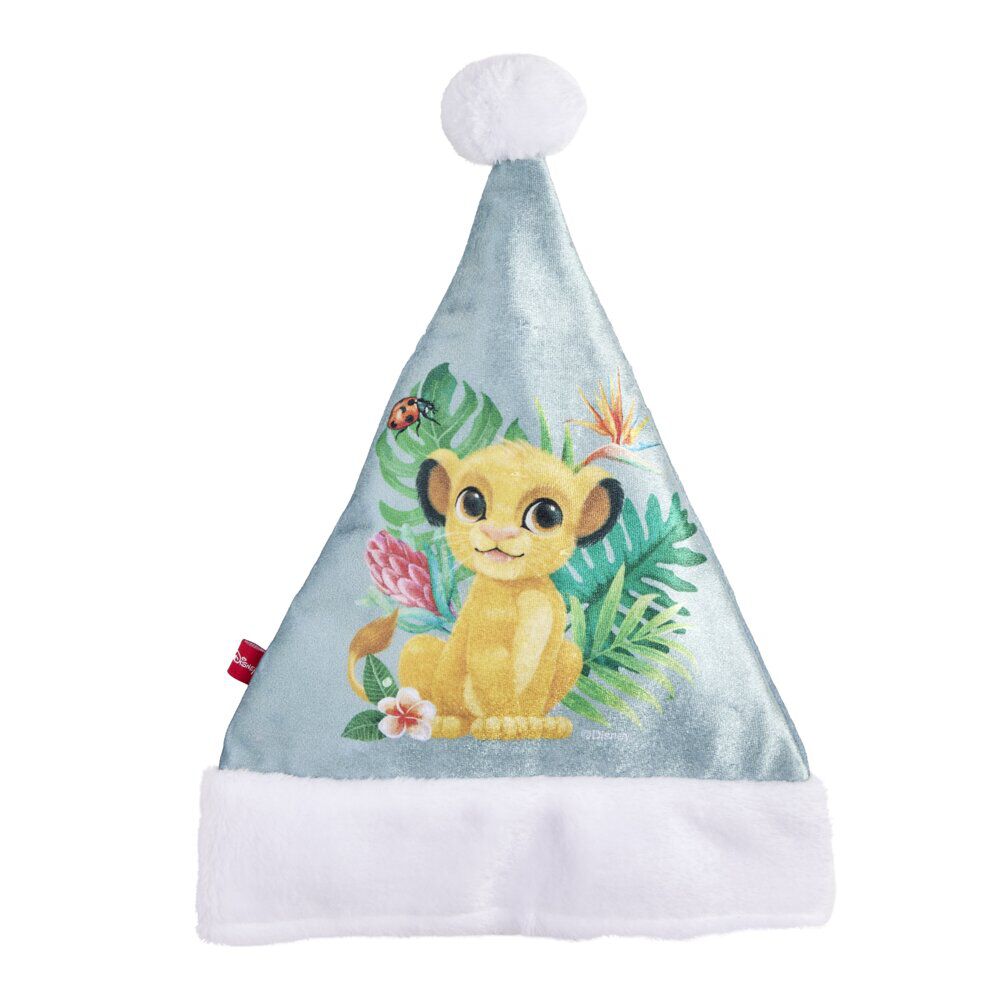 Bonnet de No&euml;l Disney Le Roi Lion bleu et blanc 26xH34cm