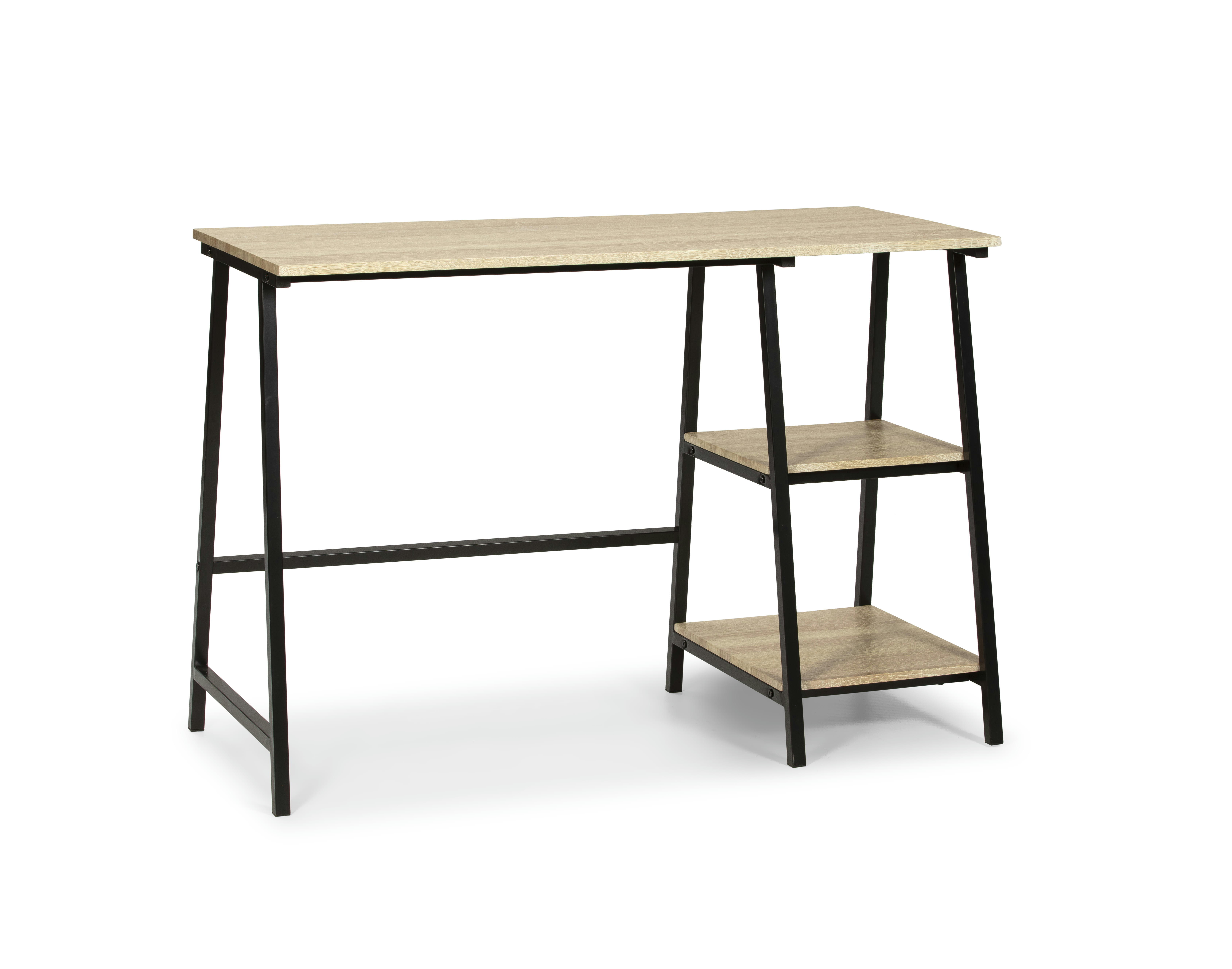 LISBOA - Bureau noir, style industriel, 105 cm longueur