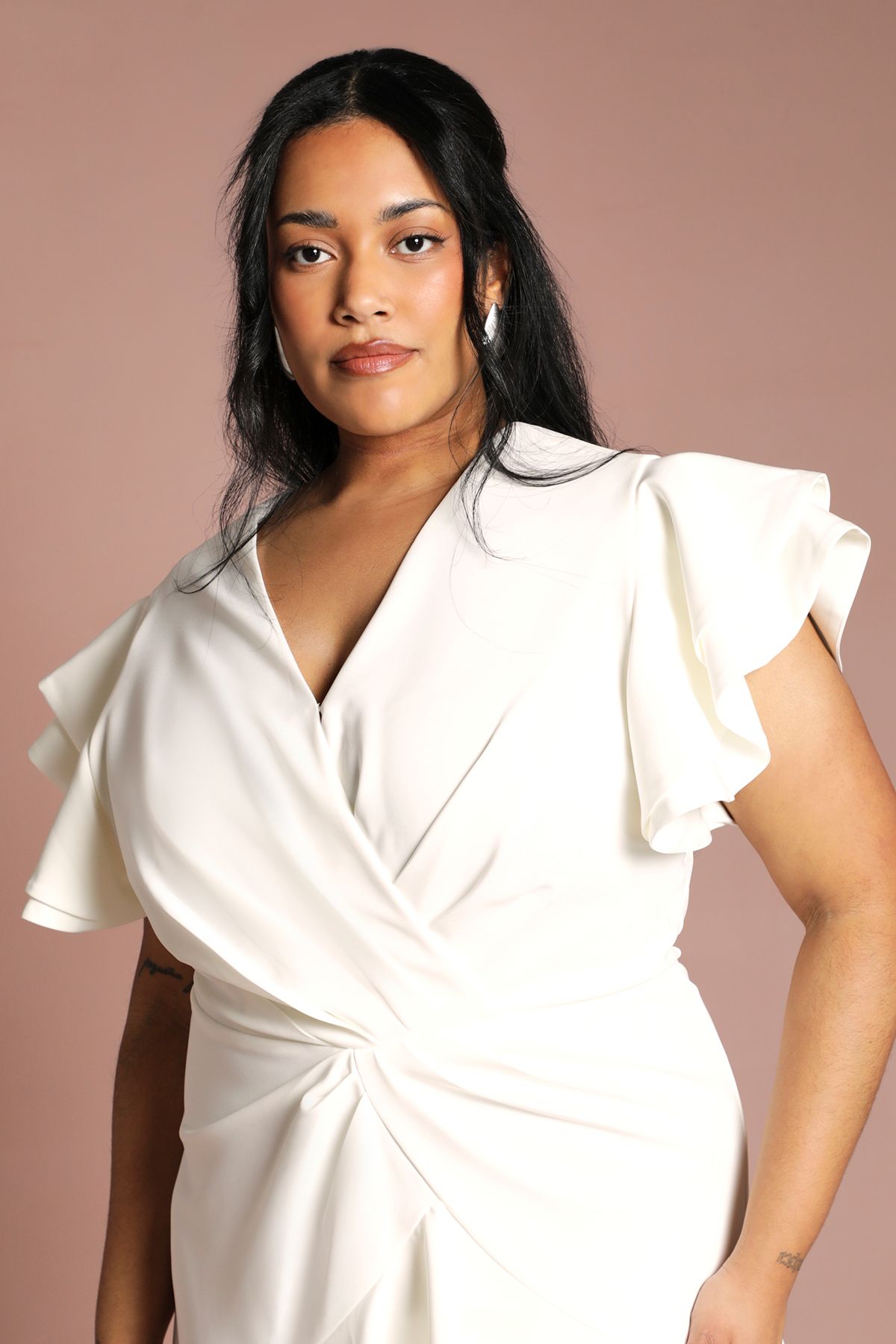 Coast Plus Short Sleeve V Neck Wrap Front Midi Dress