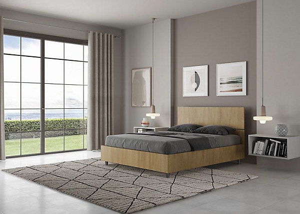 Lit sans sommier 140x200 tête de lit droite Demas chêne