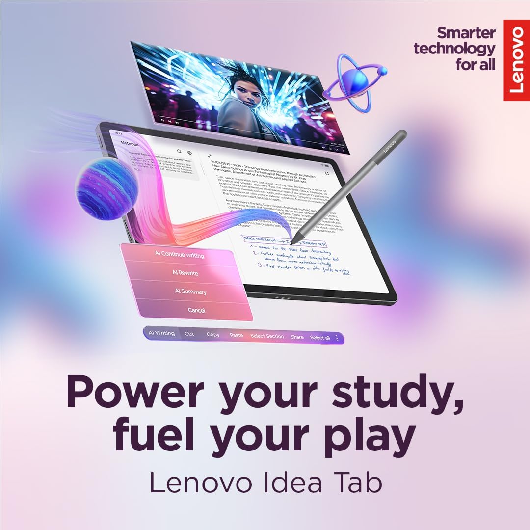 Lenovo Idea Tab - College Tablet - 11″ 2.5K IPS Touchscreen Display - 90Hz - MediaTek Dimensity 6300-8 GB Memory - 256 GB Storage - Integrated Arm Mali-G57 MC2 - Tab Pen and Folio Case