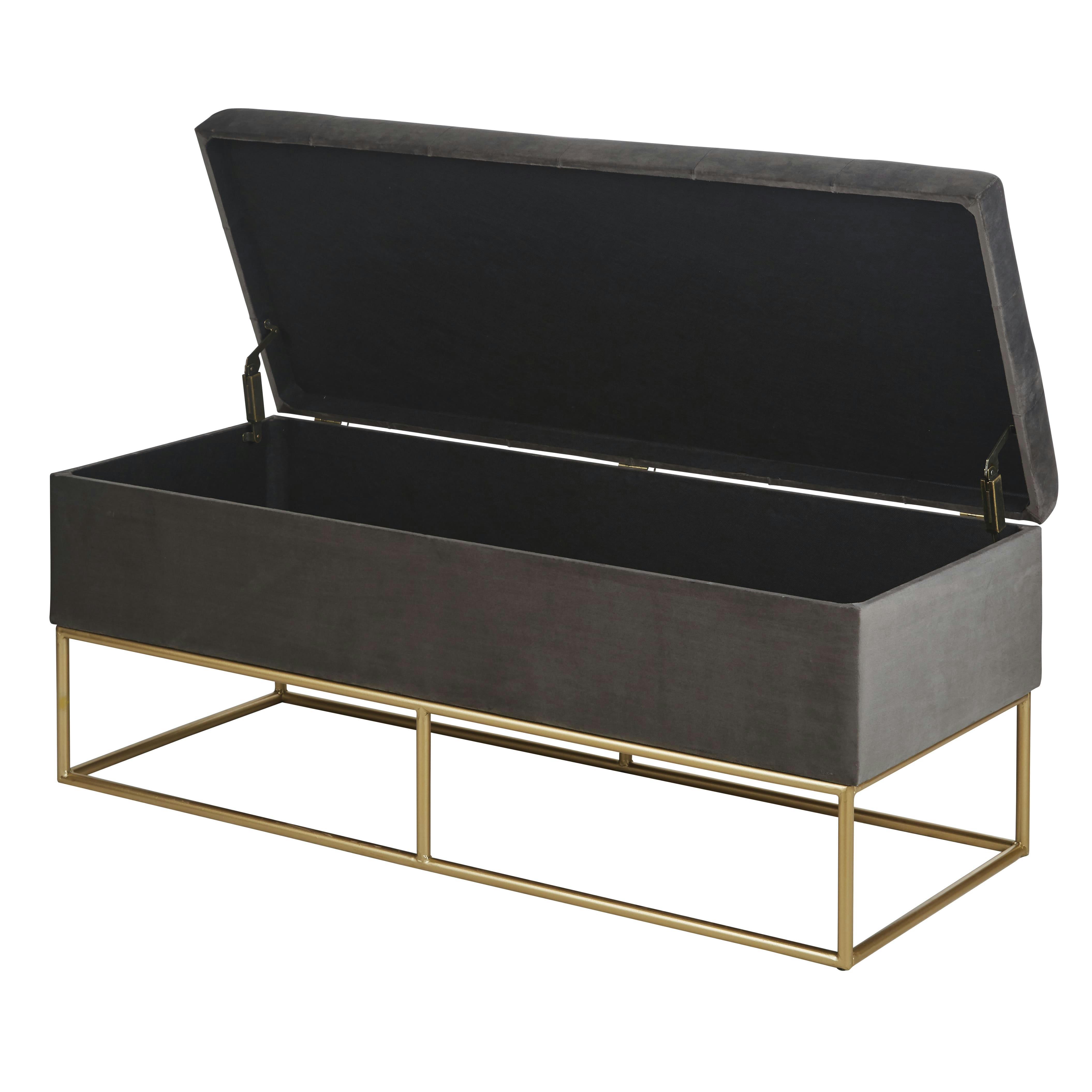 RIMINI - Banquette coffre de rangement gris anthracite