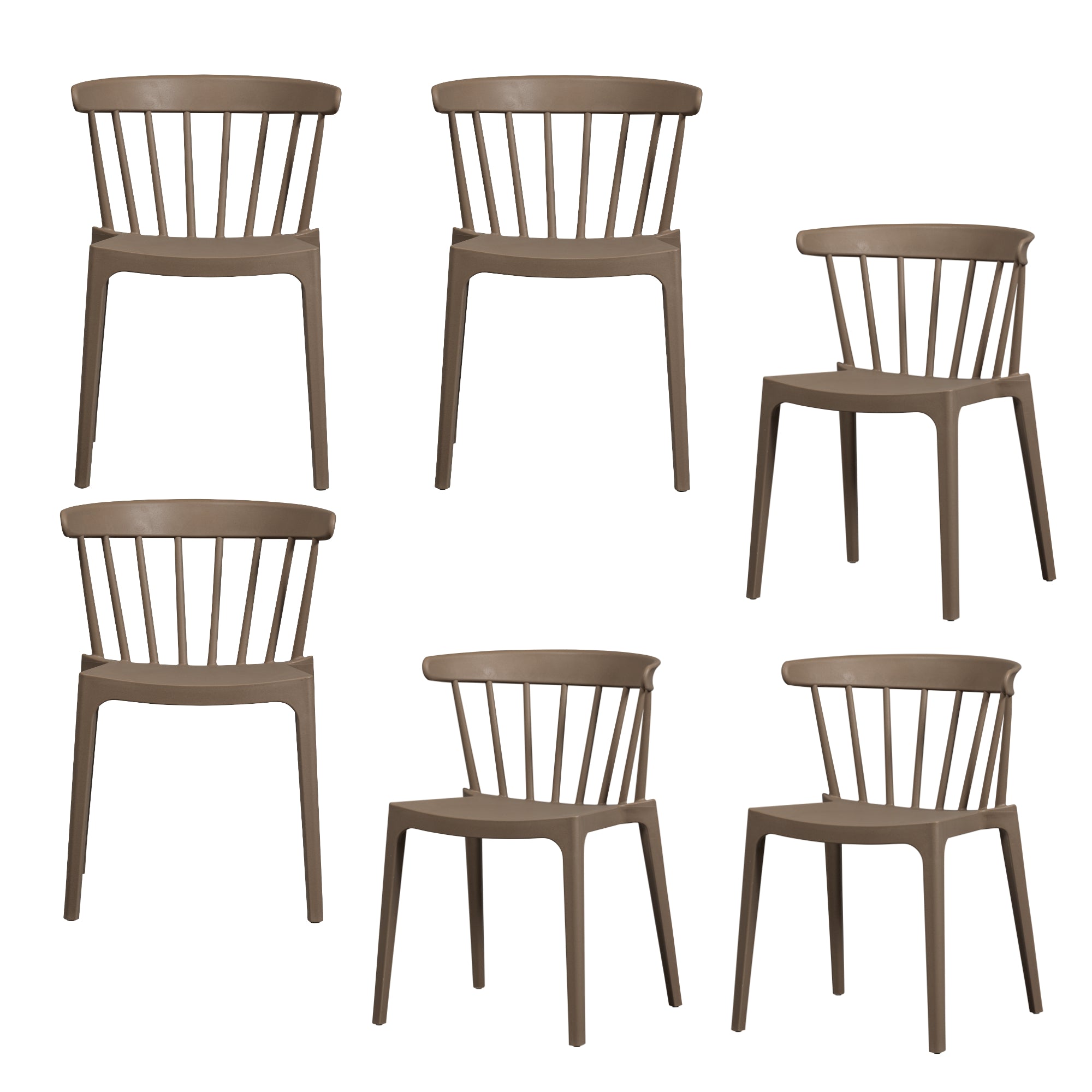 WOOOD tuinstoelen Bliss - Plant Fiber - Bruin Melange - Set van 6