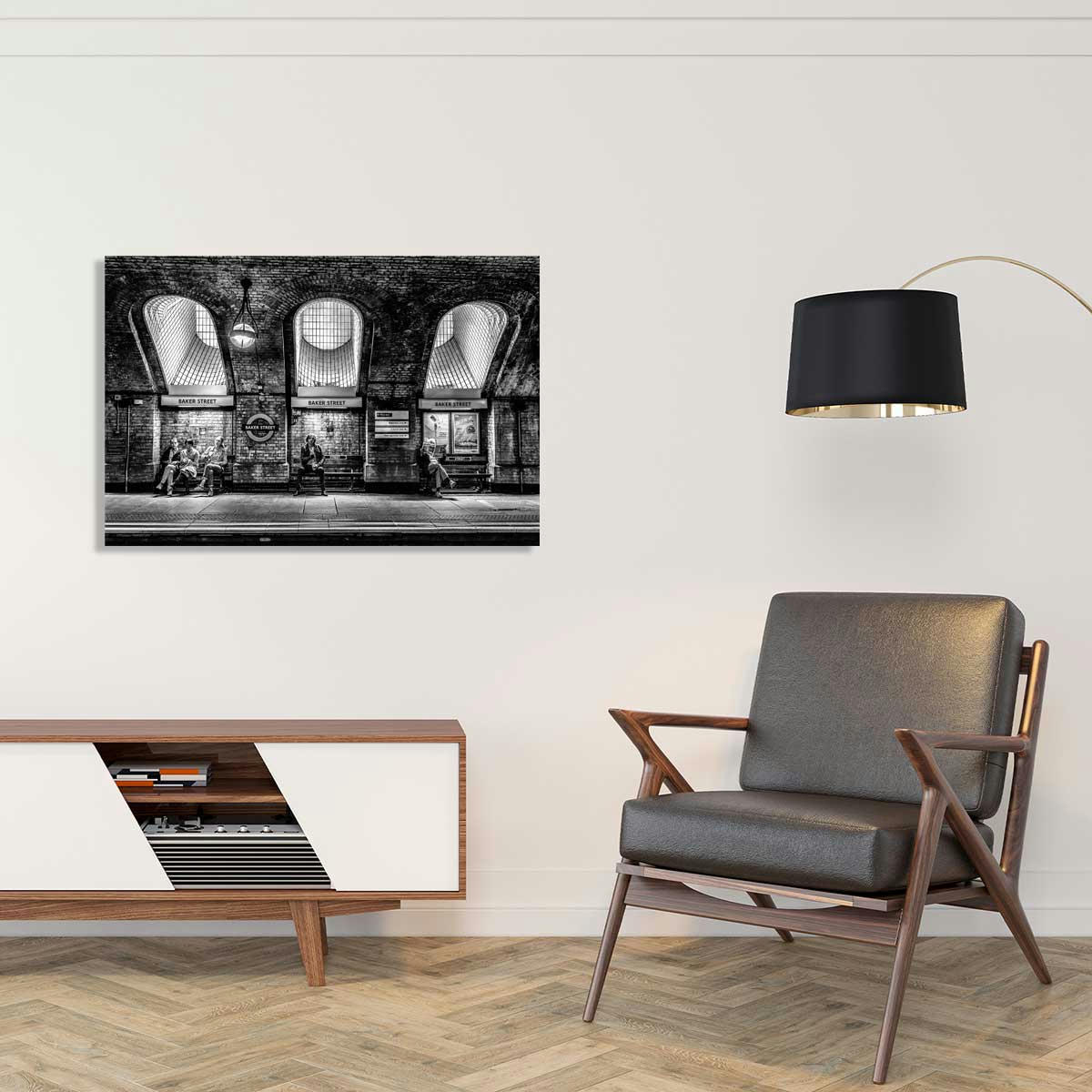 - Tableau noir et blanc baker street toile imprimée 120x80cm