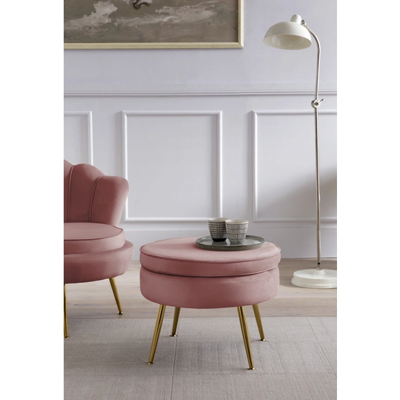 Hocker, Höhe: 41 cm, rose/goldfarben