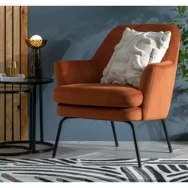 Habitat Celine Velvet Accent Chair - Orange
