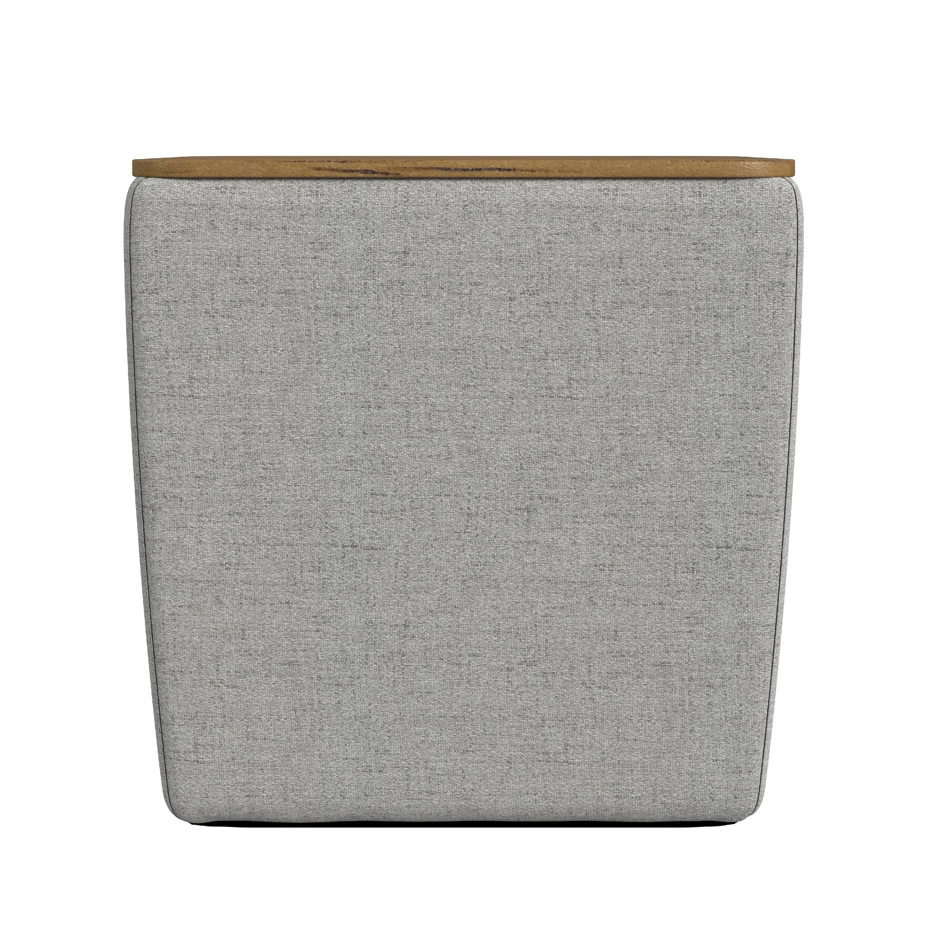 Mody Storage Ottoman, Gray Upholstery, 19 Inch Brown Wood Lift Top