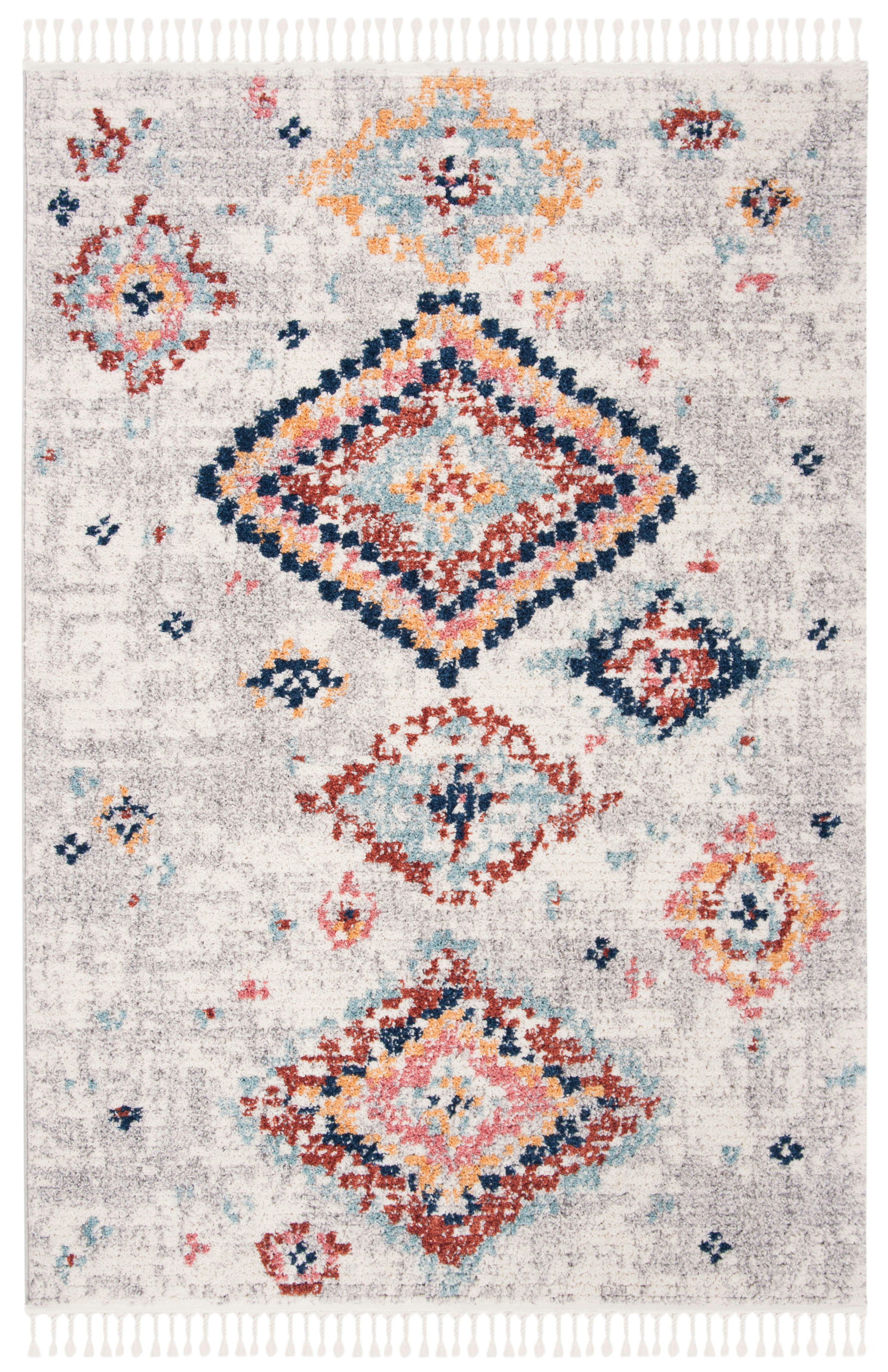 MOROCCO - Tapis de salon interieur en crème & multicolore, 122 x 183 cm