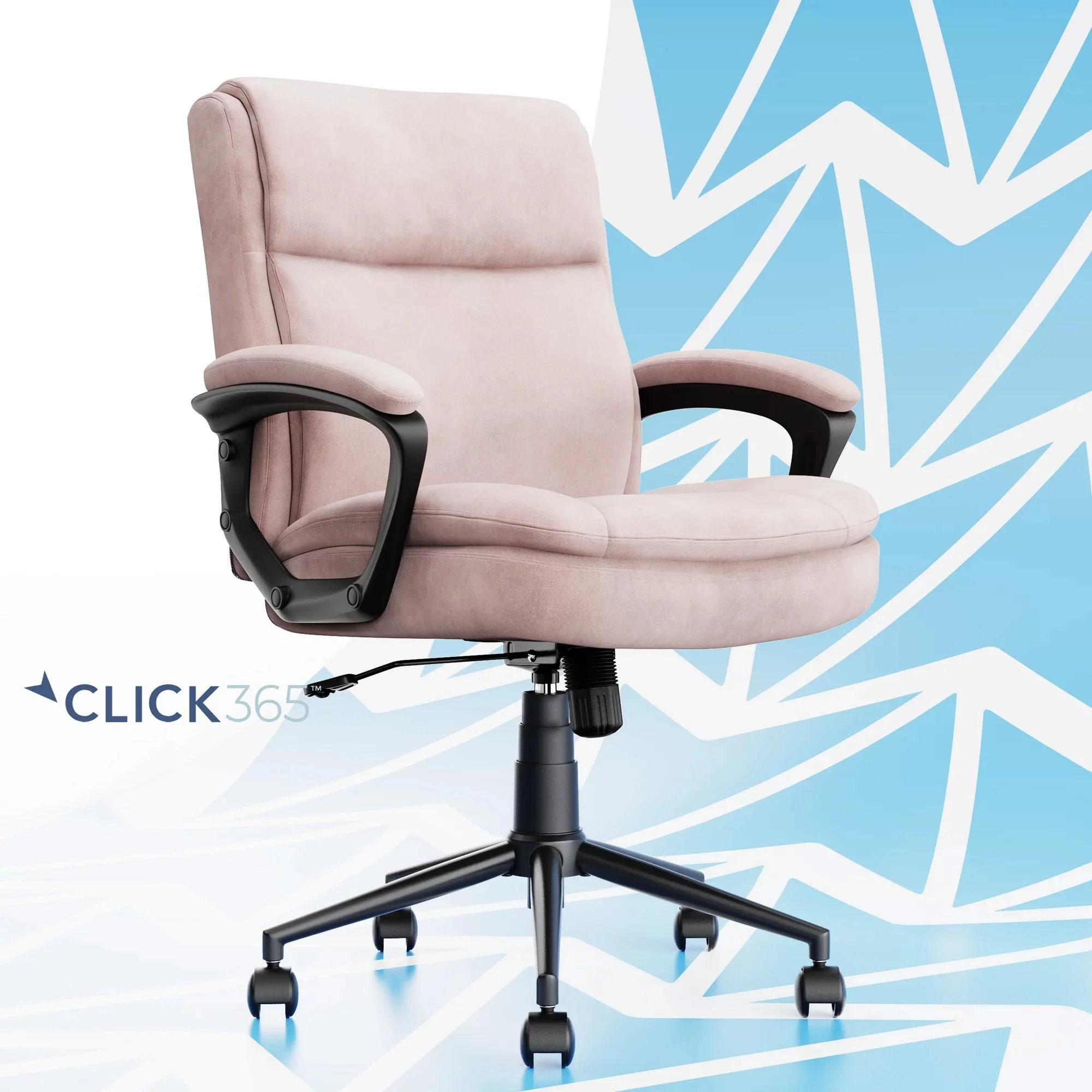 Click365 Transform 2.0 Extra Comfort Ergonomic Mid Back Desk Chair, with Padded armrests, Adjustable-Height, 360-Degree Swivel