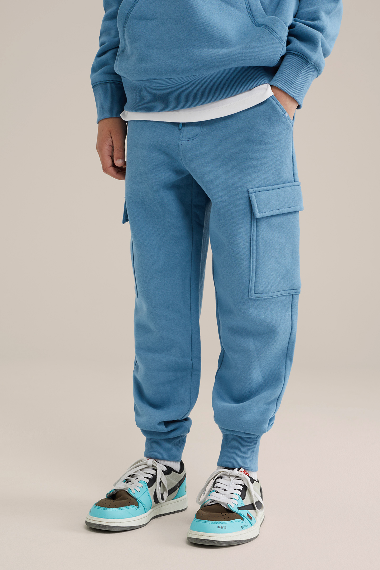 Jongens regular fit joggingbroek met cargozakken