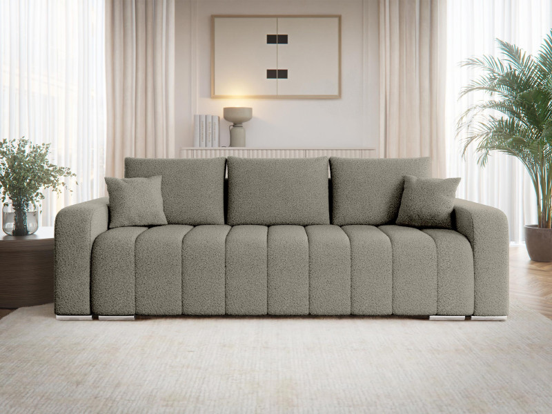 Sofa z funkcją spania i pojemnikiem Pufetto Boucle