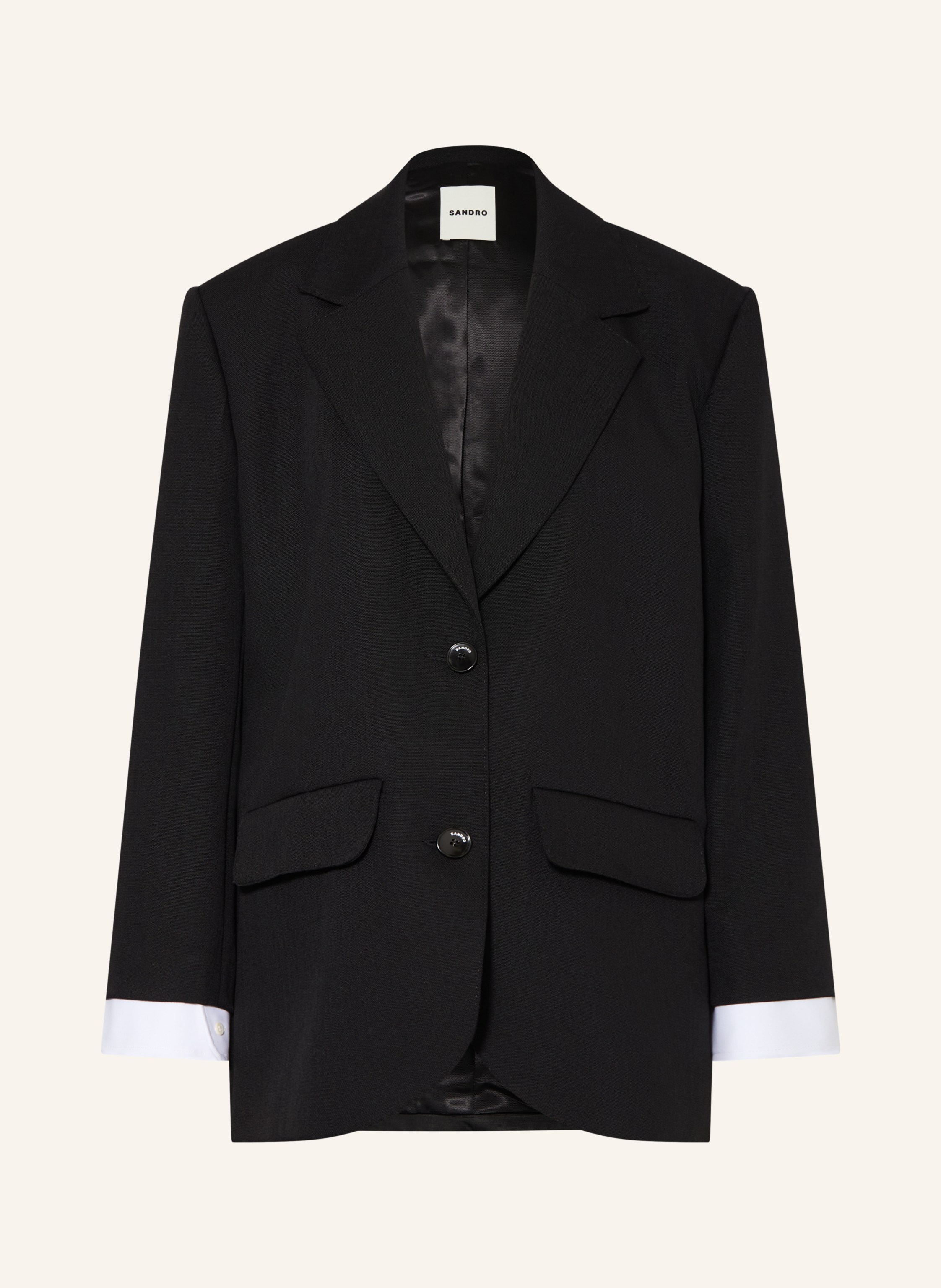 SANDRO Blazer im Materialmix mit Leinen
