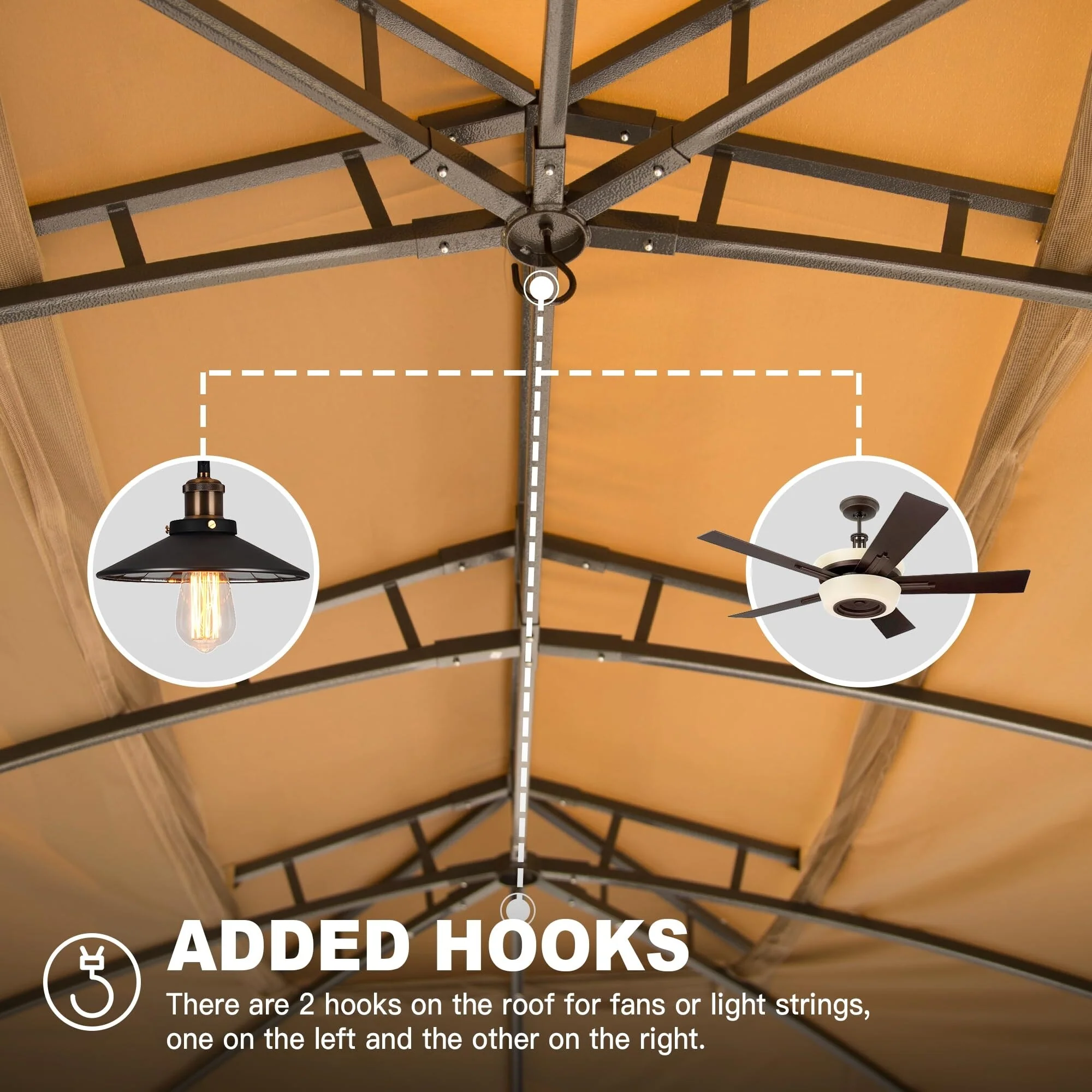 Outdoor Gazebo Shed with Double Roofs & Adjustable Corners, Removable Netting and Curtains, Water-proof Garden Shed