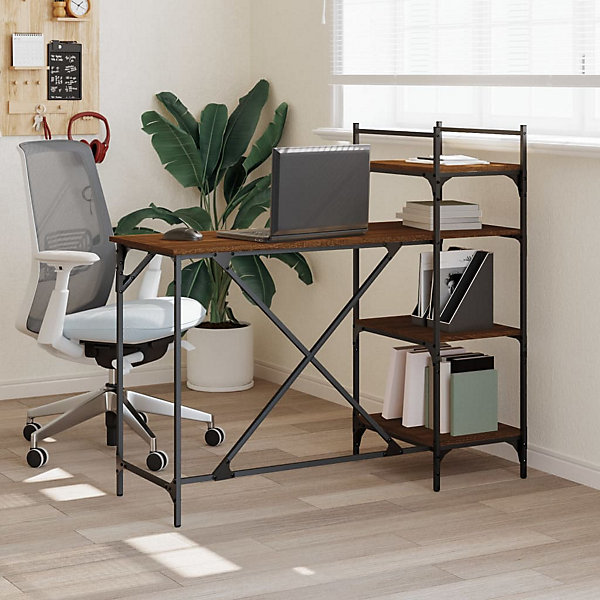 Bureau d'ordinateur avec étagères chêne marron 120x47x109 cm vidaXL