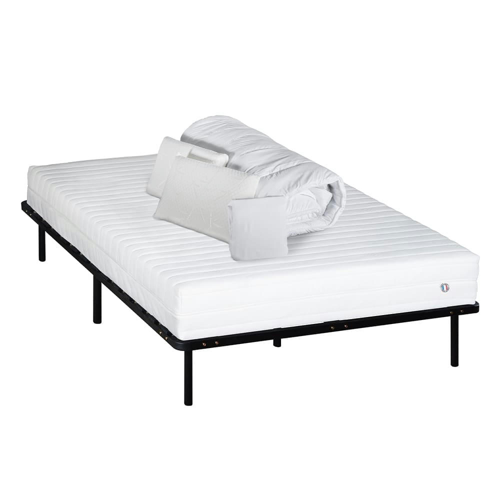 KLO - Ensemble  160x200  Matelas Mousse HD + Sommier + Accessoires