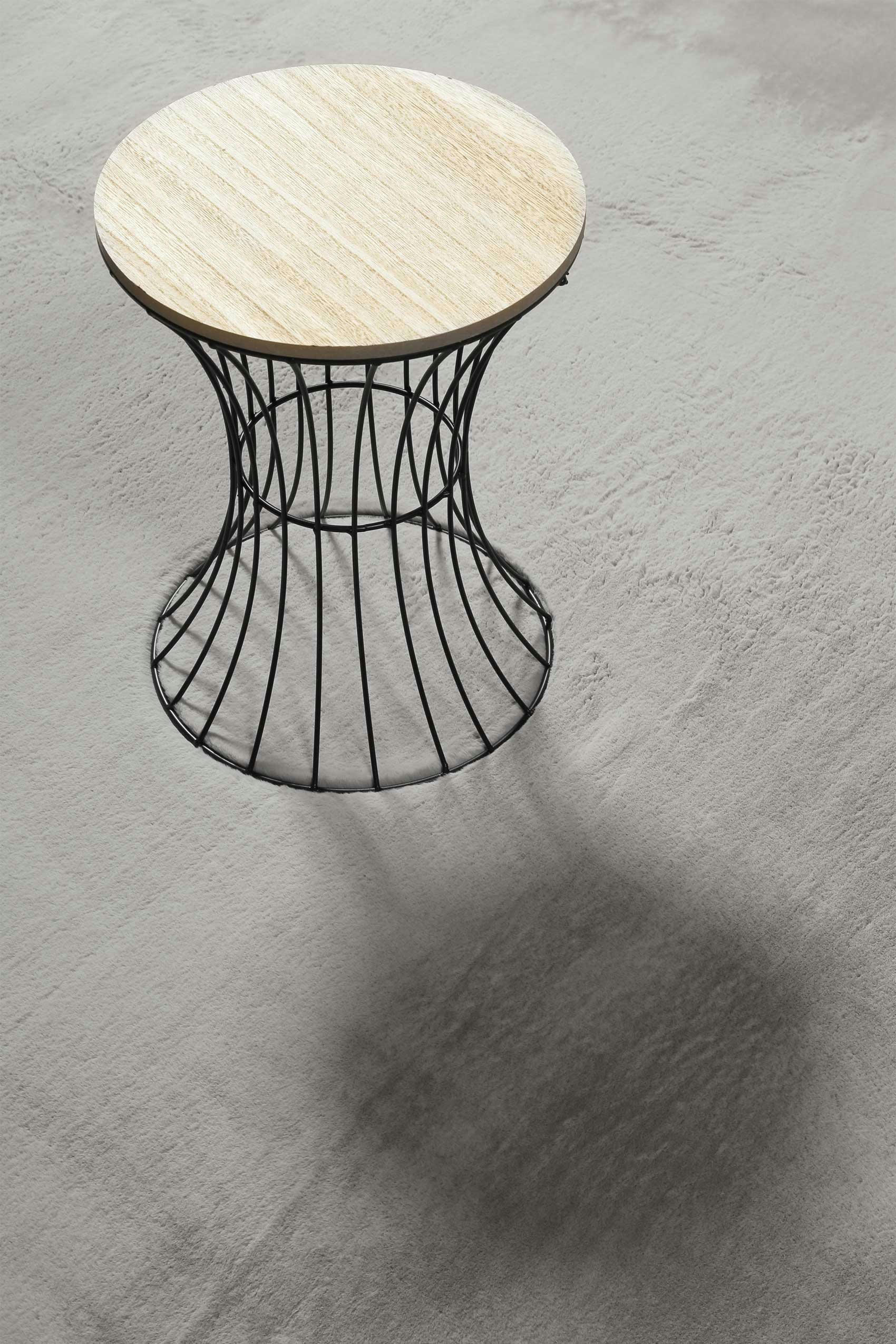 VILLA ROSSO - Tapis rond tufté mèches rases (15mm) gris clair 80 D