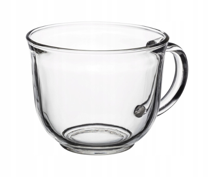 Szklanka na herbatę z uchem z grubego szkła 480 ml