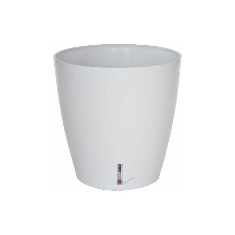 - Pot en plastique rond avec réserve d'eau 35 cm eva blanc