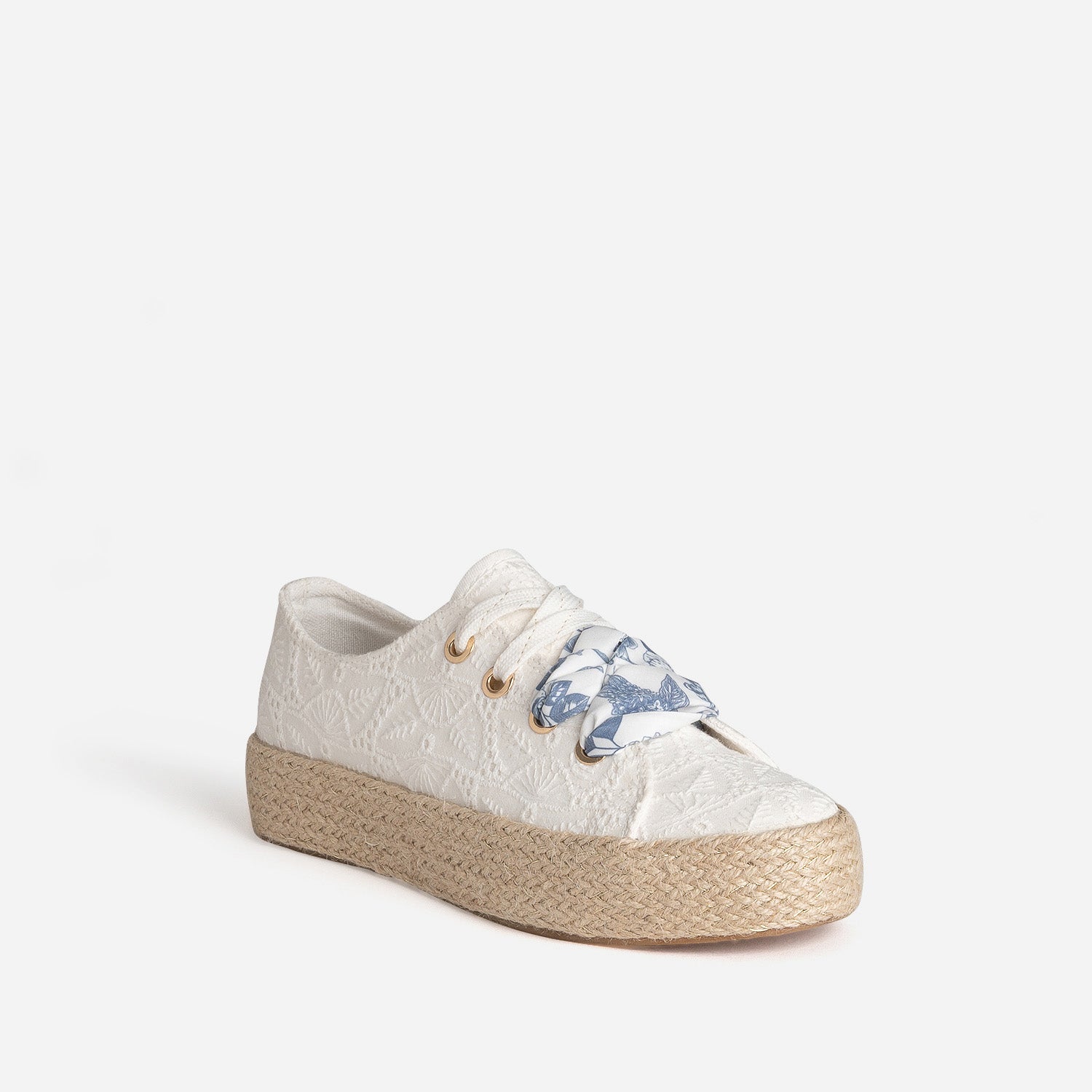 Tennis blanche toile avec broderies