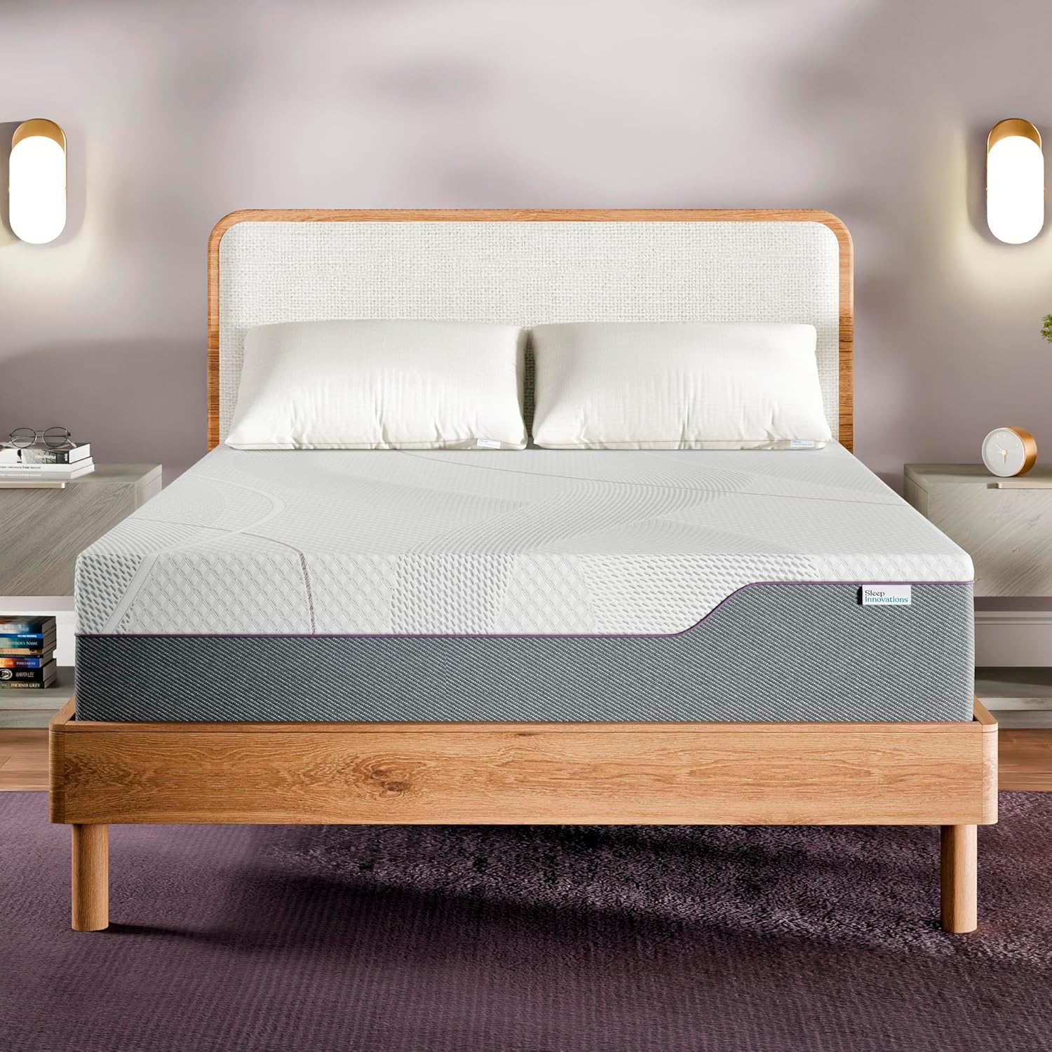 Sleep Innovations Shiloh 12 Inch Green Tea Memory Foam Mattress, Queen Size, Bed in a Box, Medium Feel