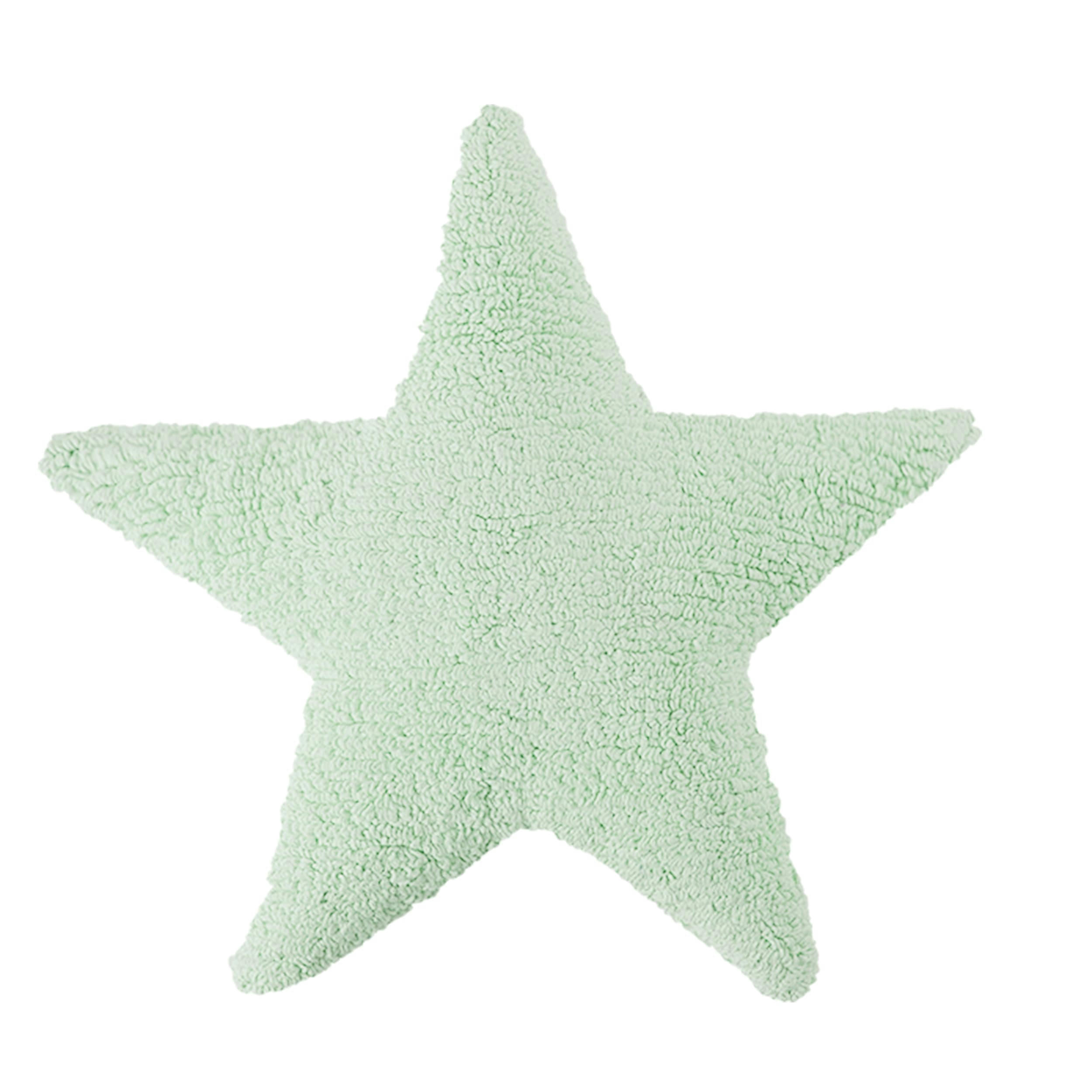 STAR - Coussin étoile en coton vert 54x54