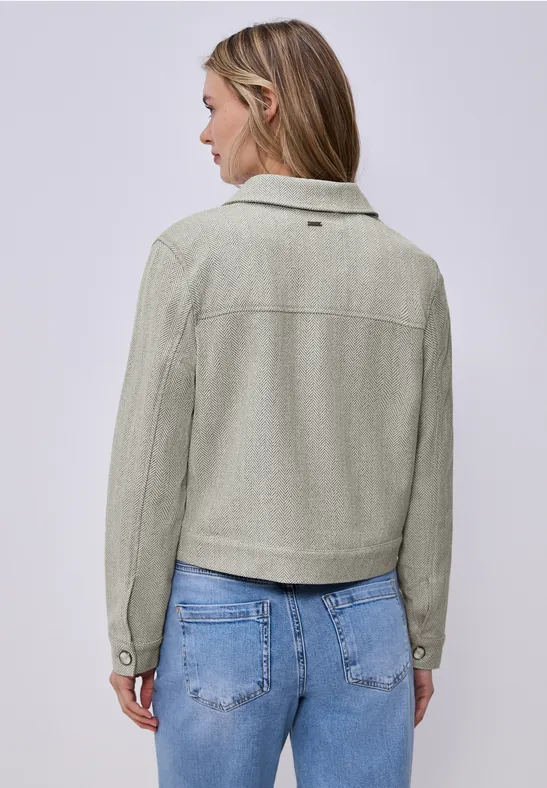 Jacke mit Fischgrätmuster und Zipper