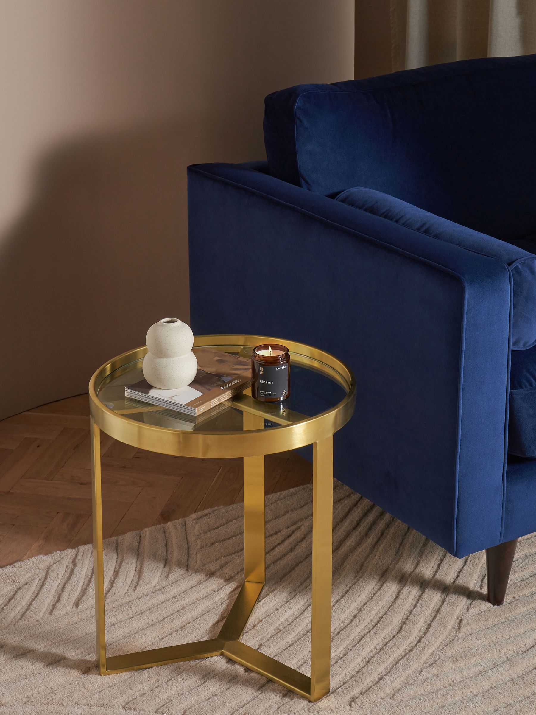 Aula Side Table in Brushed Brass/Glass