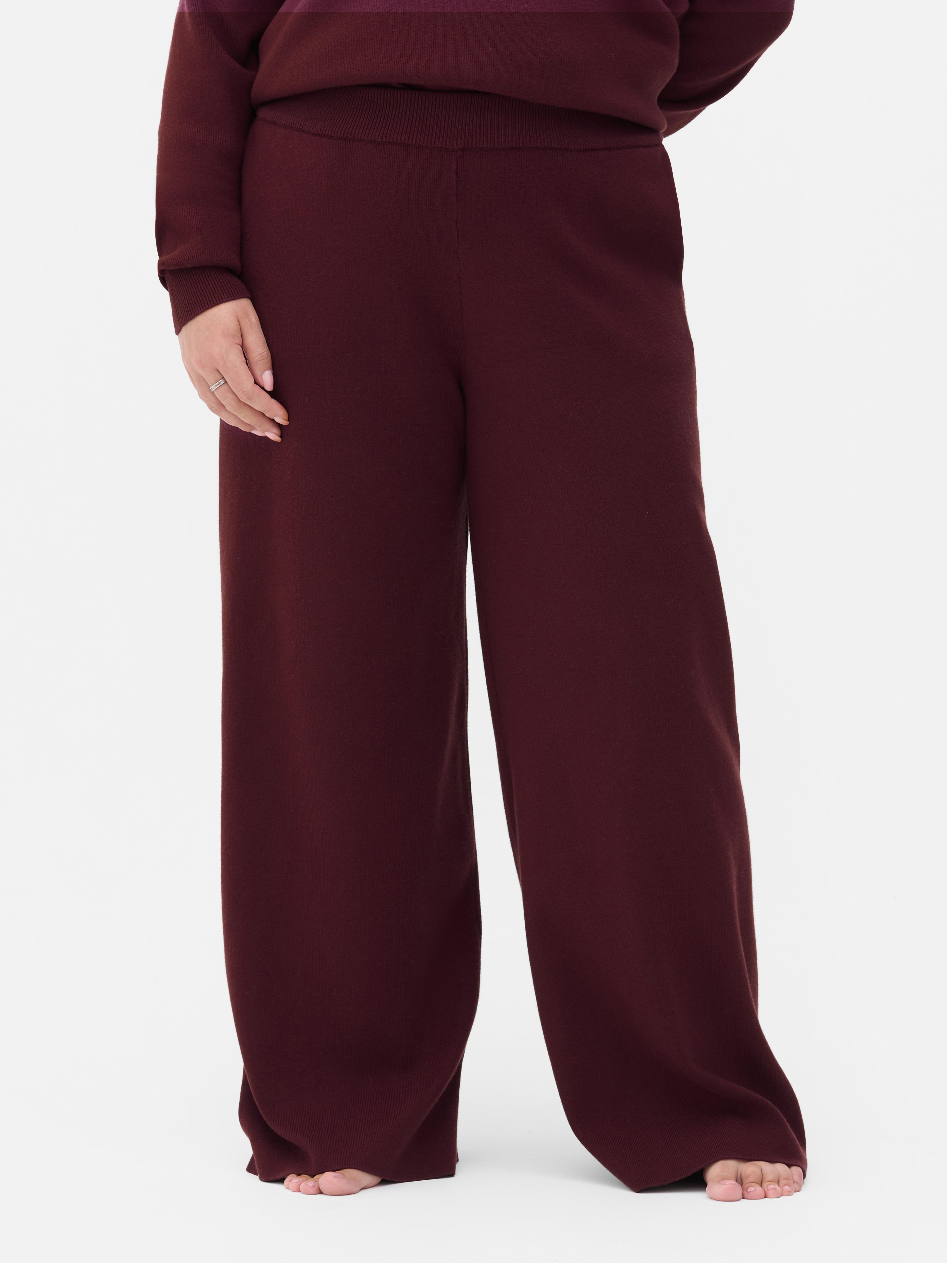 Compact Knit Wide Leg Pants