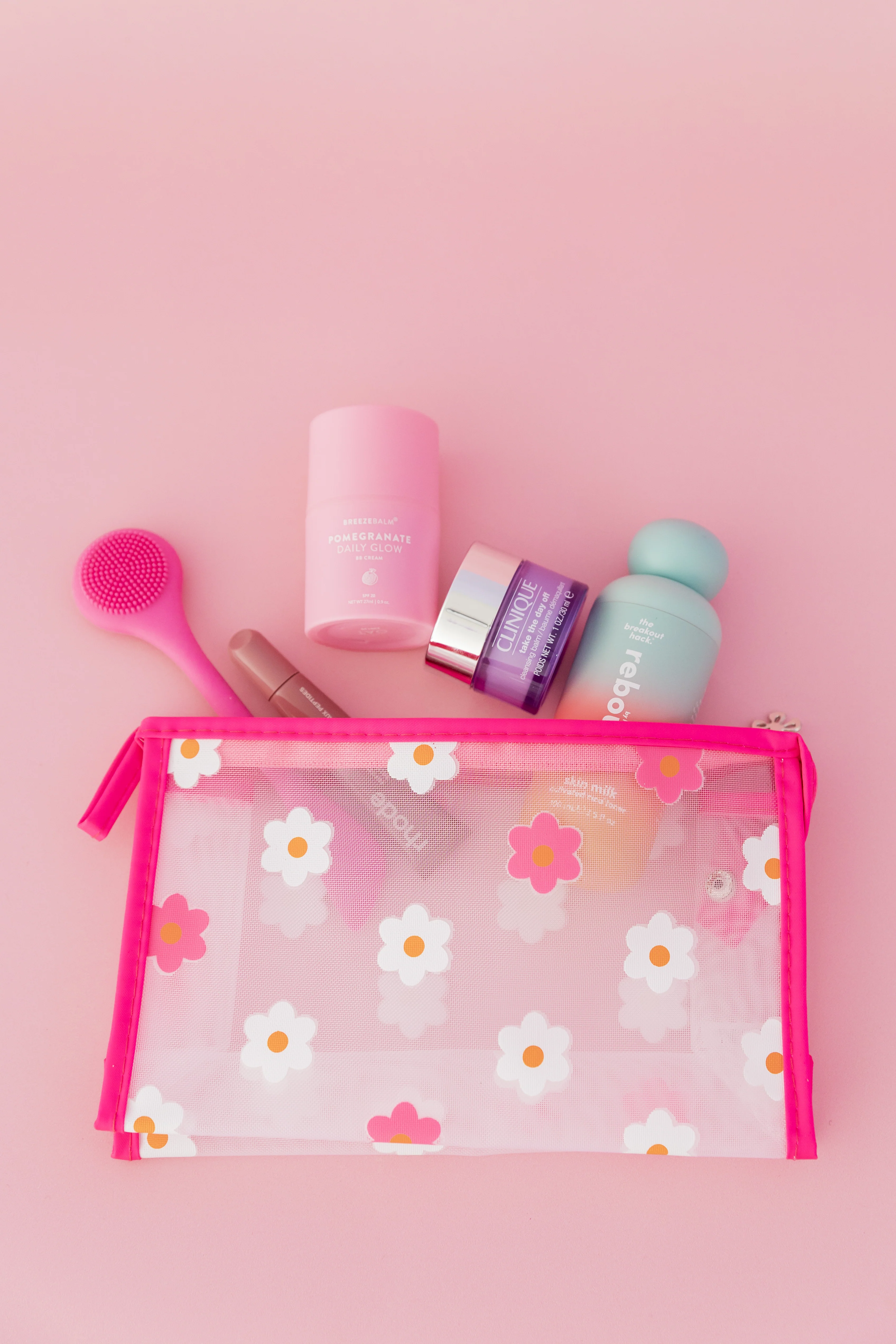 Floral Cosmetics Bag in Pink