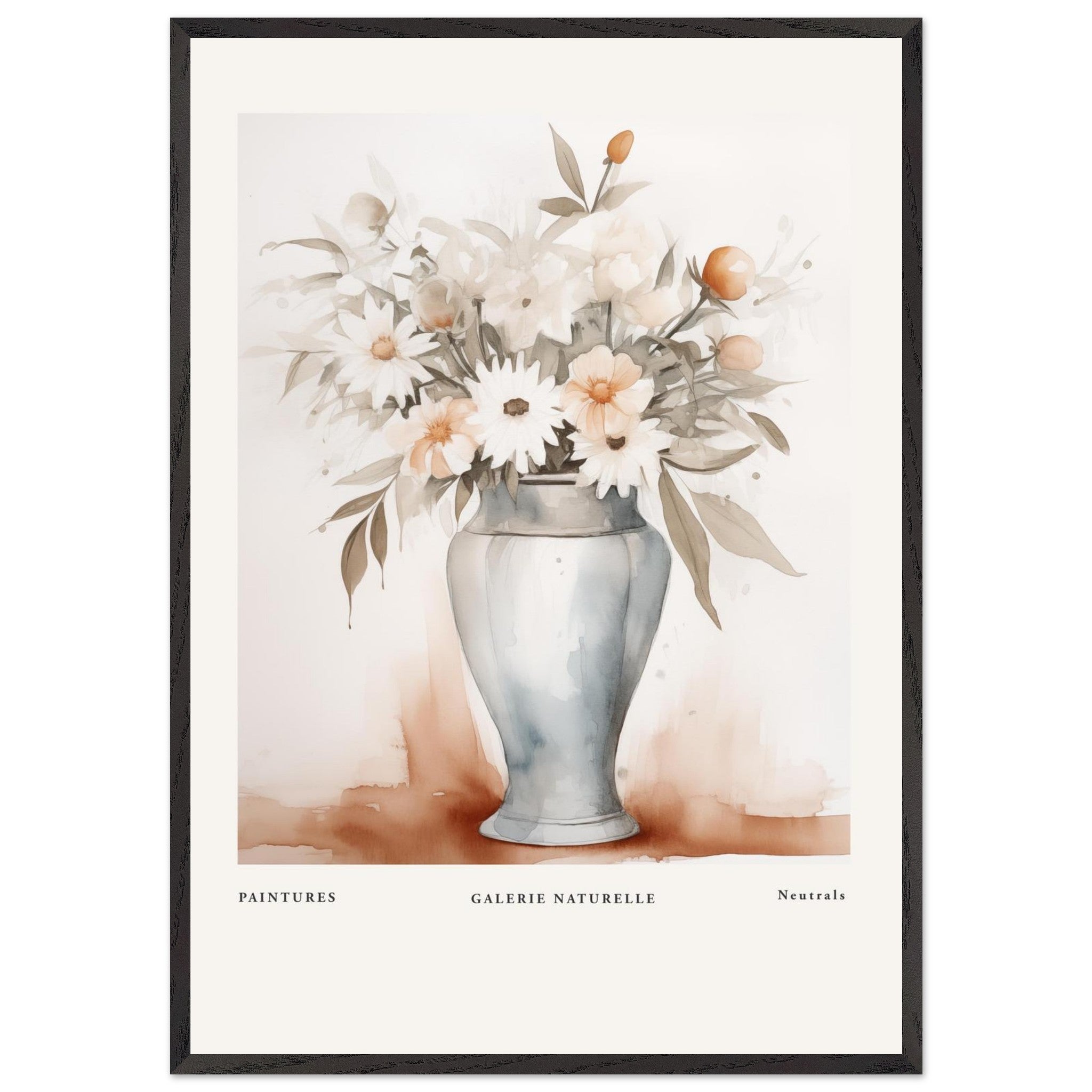 Artfulprints Poster met Lijst Bloemen in vaas 1  - 70x100 cm - Taupe