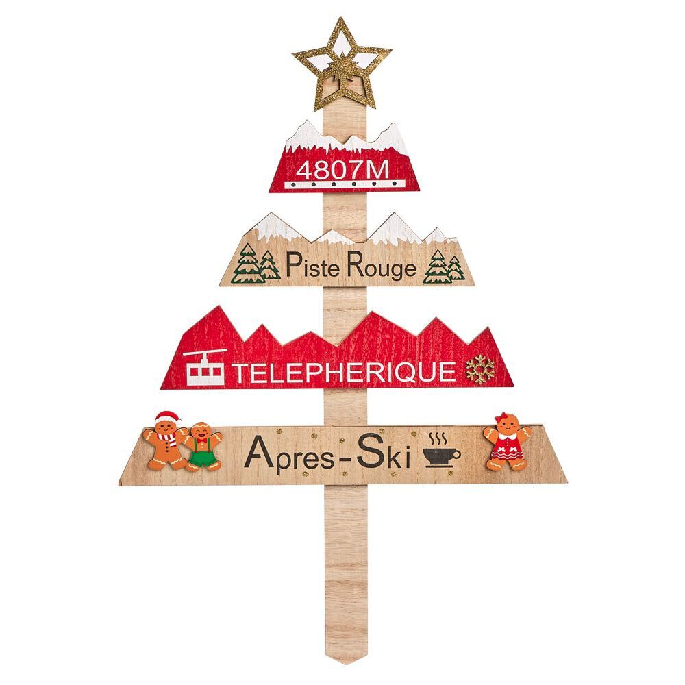 Pancarte Sapin de No&euml;l en bois H60cm