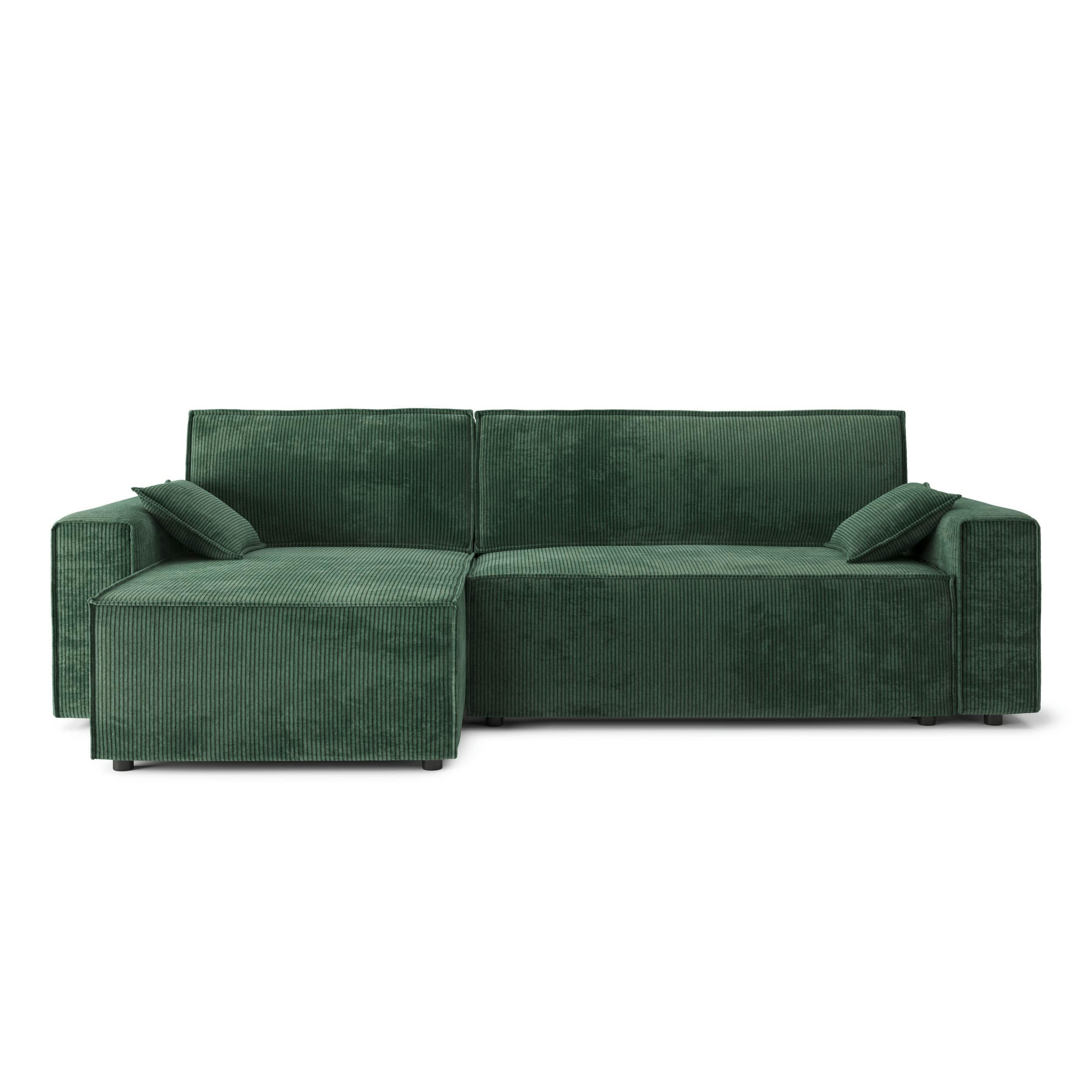 DURIF - Canapé d'angle réversible convertible 4 places en velours côtelé vert