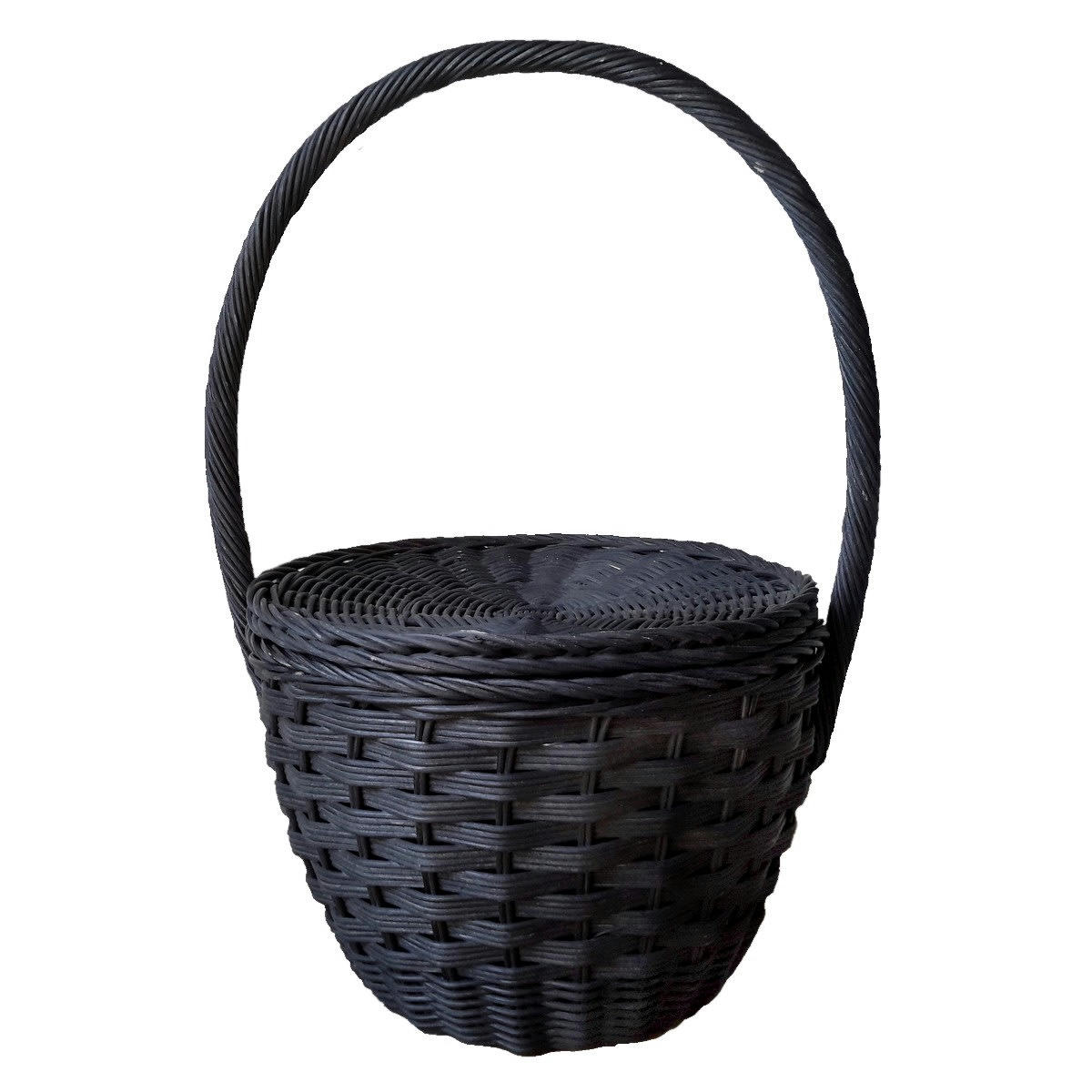 RATAN - Panier en osier, noir 30x24x50 cm