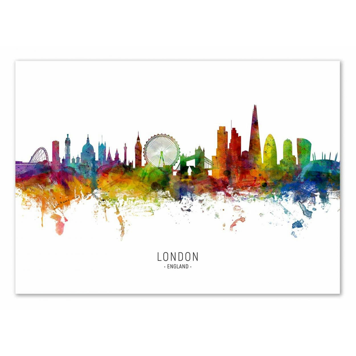 MICHAEL TOMPSETT - LONDON ENGLAND SKYLINE (COLORED VERSION) -  Affiche d
