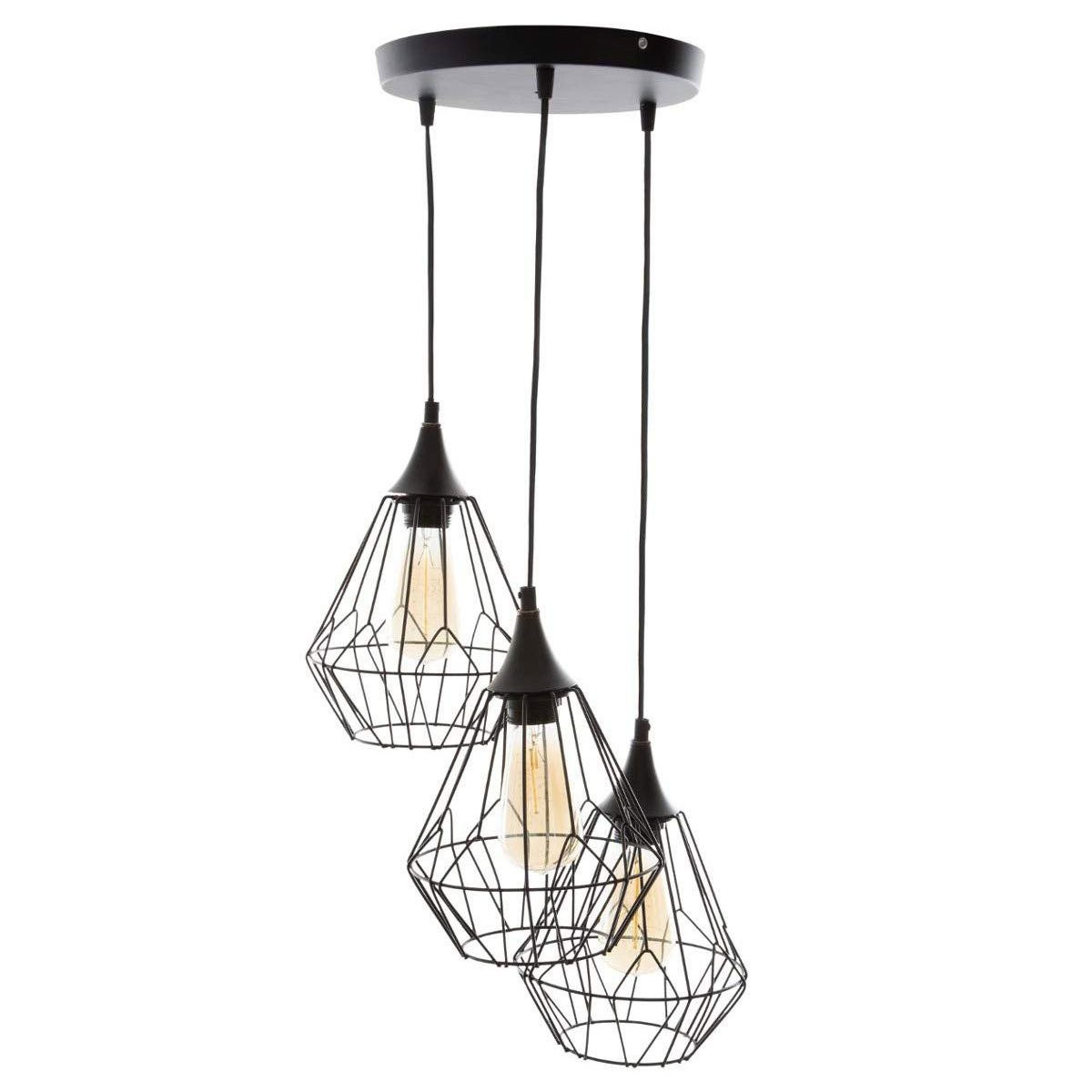 Lampa sufitowa, metalowa, LOFT, designerska, 3 sztuki w komplecie