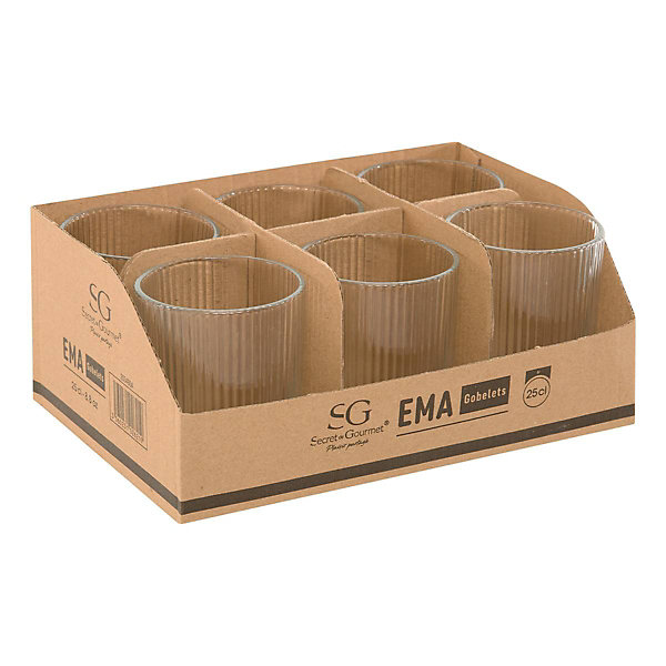 Lot de 6 gobelets Ema transparent D7,5xL9cm - Atmosphera