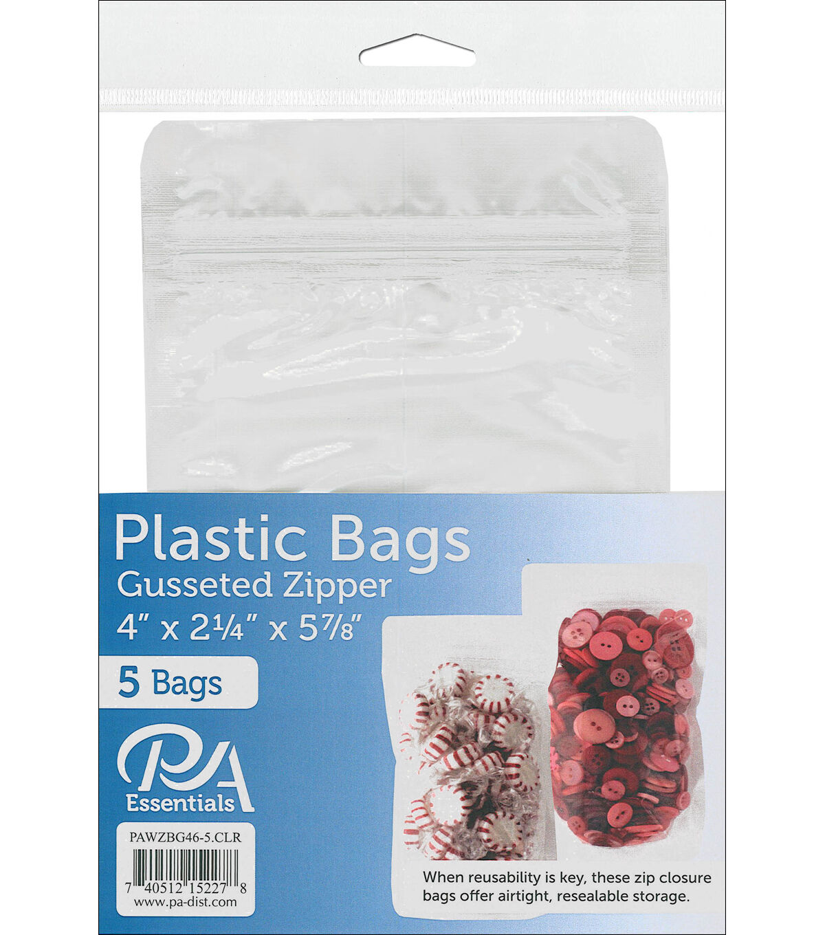 PA Essentials 4 Gusseted Zipper Bags 5pk