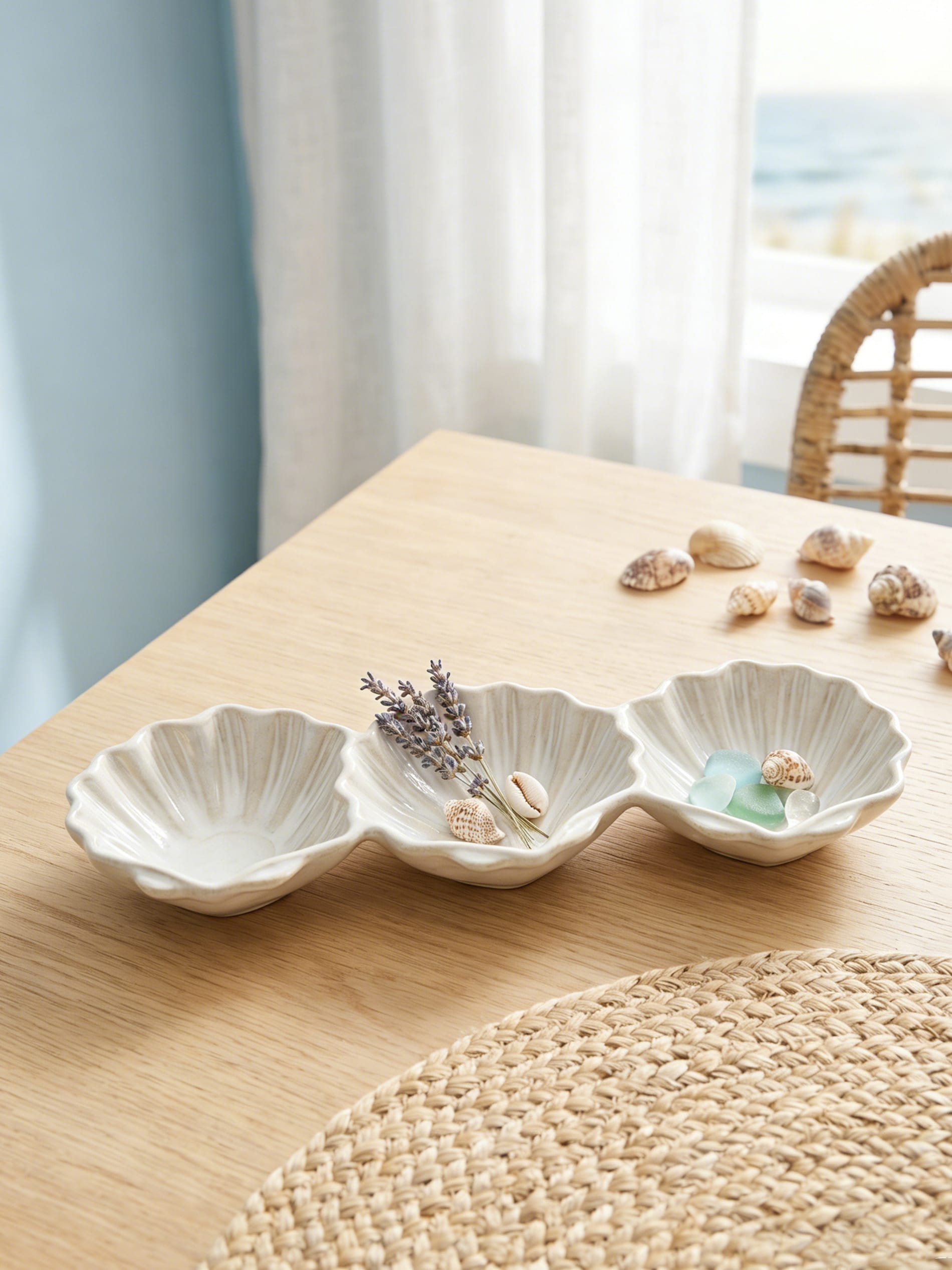 Ceramiczna taca dekoracyjna w kształcie muszli