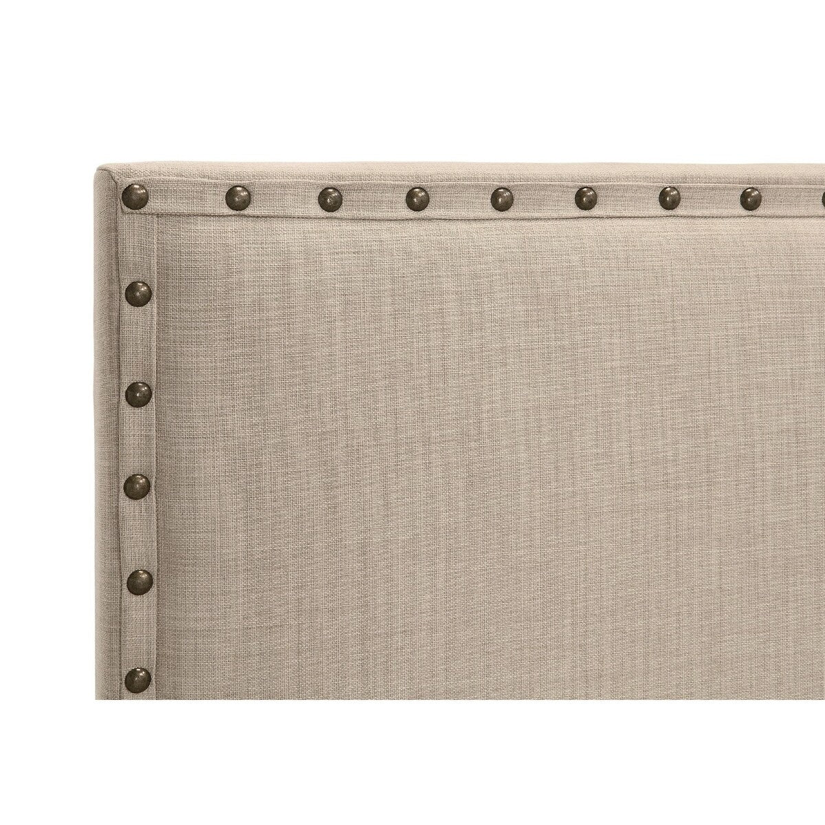 Ole King Size Upholstered Panel Headboard, Nailhead Trim, Beige