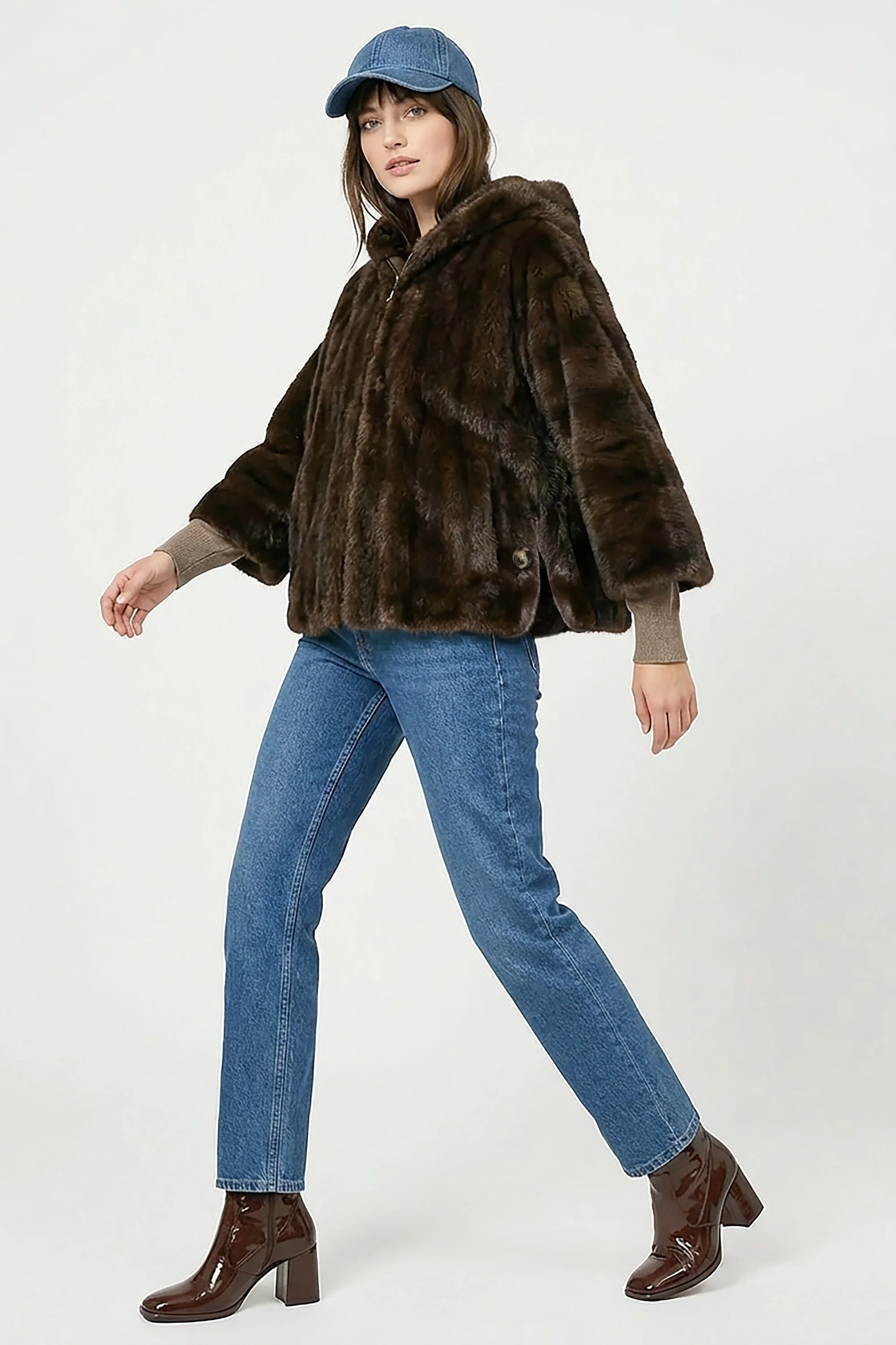 PONCHO FAUX FUR - MARINA - CHOCO