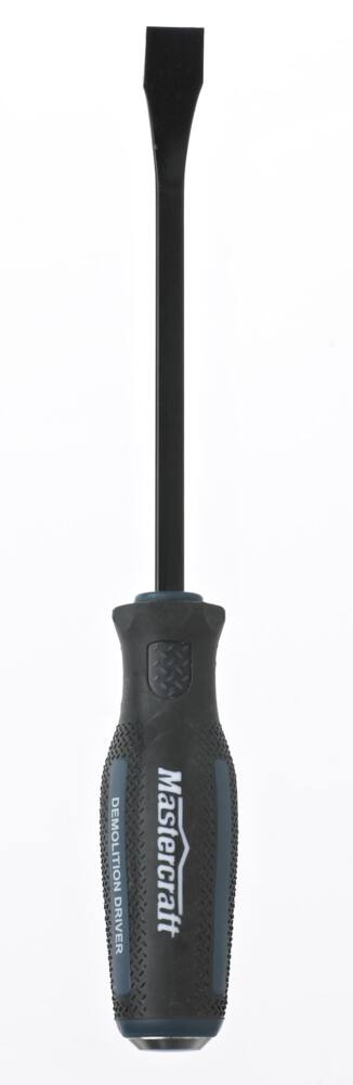 Mastercraft 3/16-in x 6-in Flat Head Demolition Screwdriver, Slotted, Rubber Grip, Curved Tip