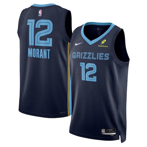Ja Morant Memphis Grizzlies Nike Unisex Swingman Badge Player Jersey - Icon Edition - Navy