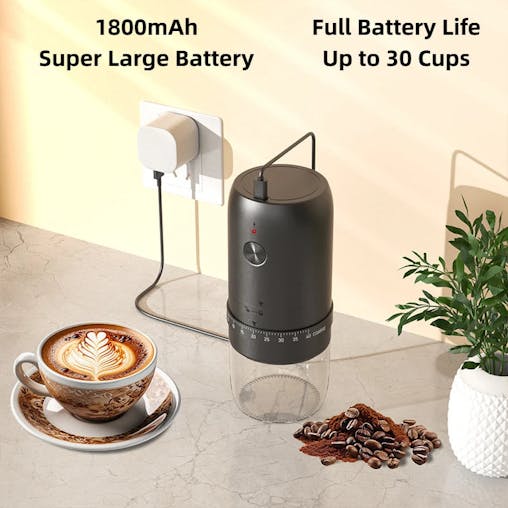 NNEOBA 1800mAh Electric Coffee Grinder 40 Level Adjustable Burr Grinder Black